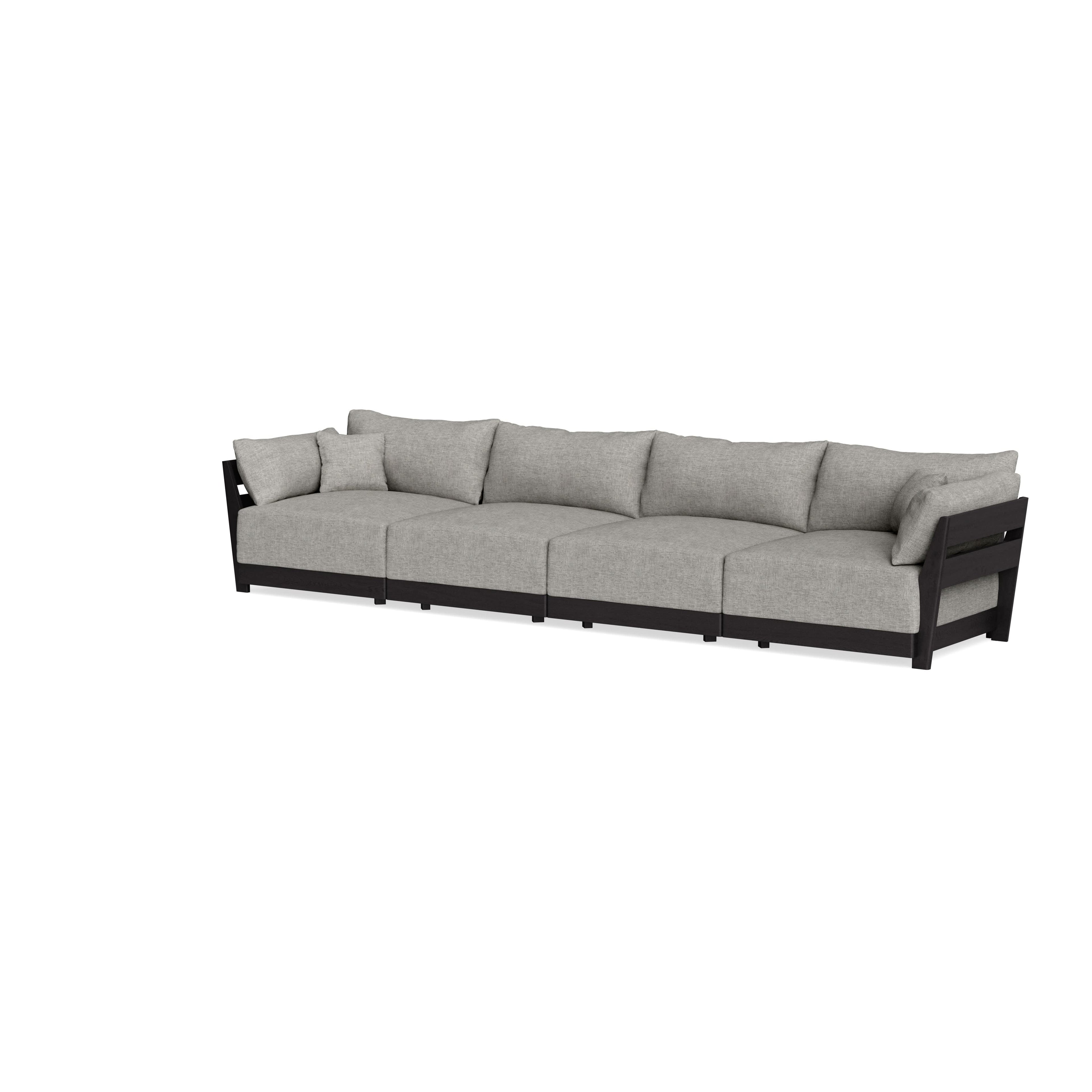 Modular Bondi Black 4-Seater Sofa in Fog | Memory Foam Blend