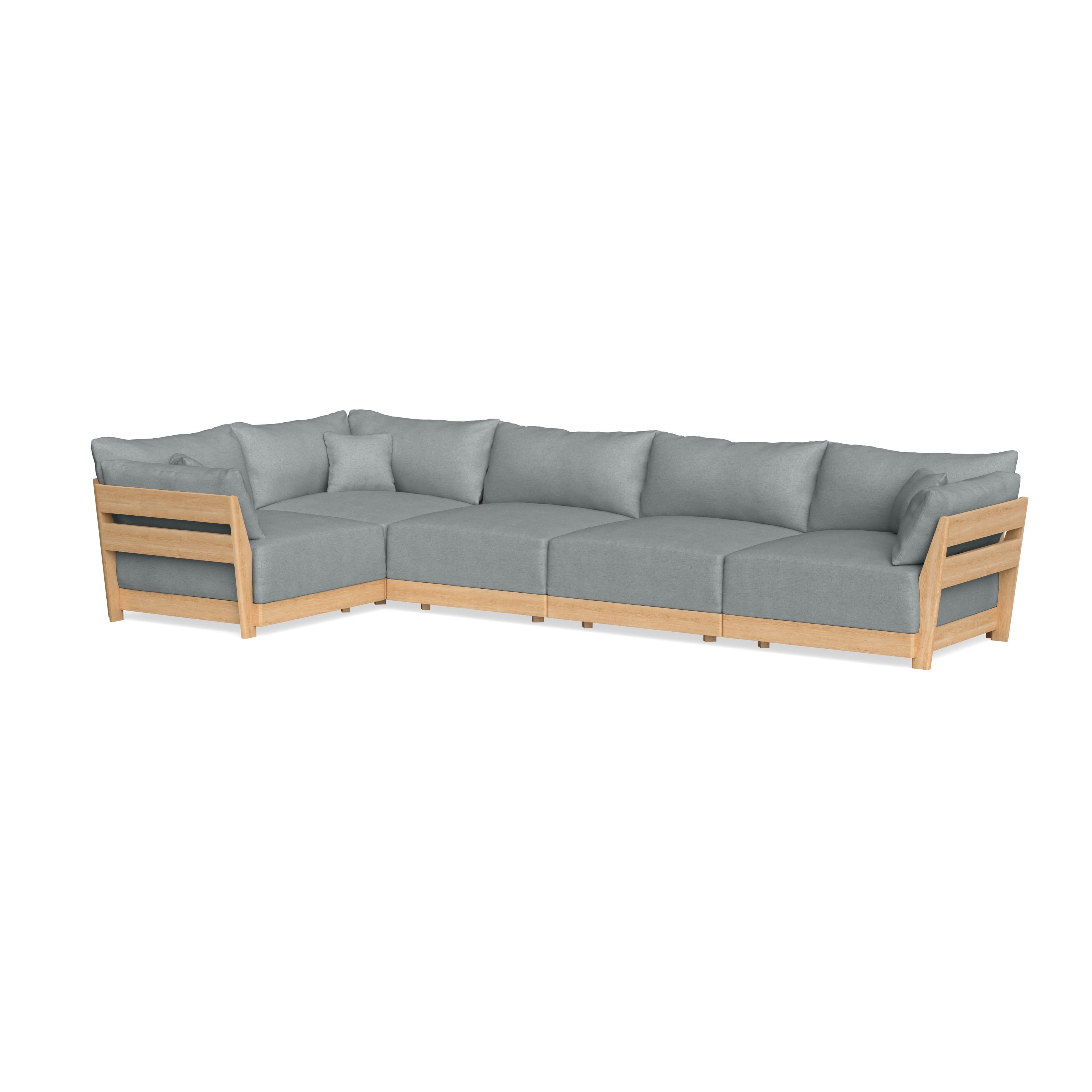 Modular Bondi Latte 5-Seater L-Sectional in Light Steel | Classic Blend