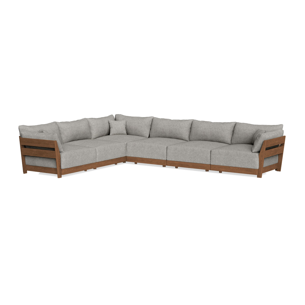 Modular Bondi Espresso 6-Seater Corner Sectional in Fog | Memory Foam Blend