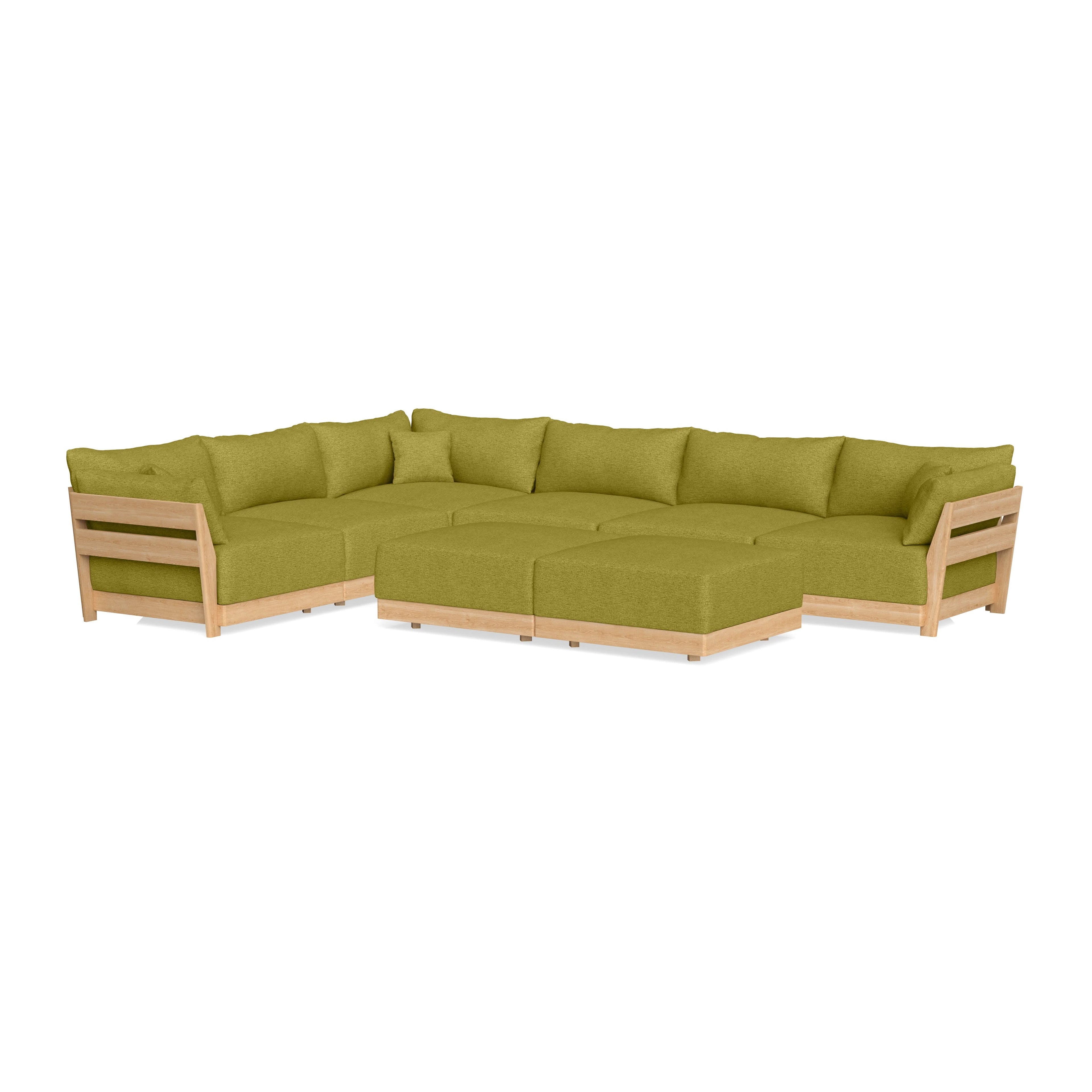 Slipcover Only - Modular Bondi 6-Seater Corner Sectional + Bench Ottoman in Avocado