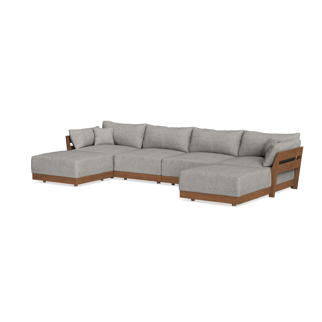 Modular Bondi Espresso 4-Seater U-Sectional in Fog | Memory Foam Blend