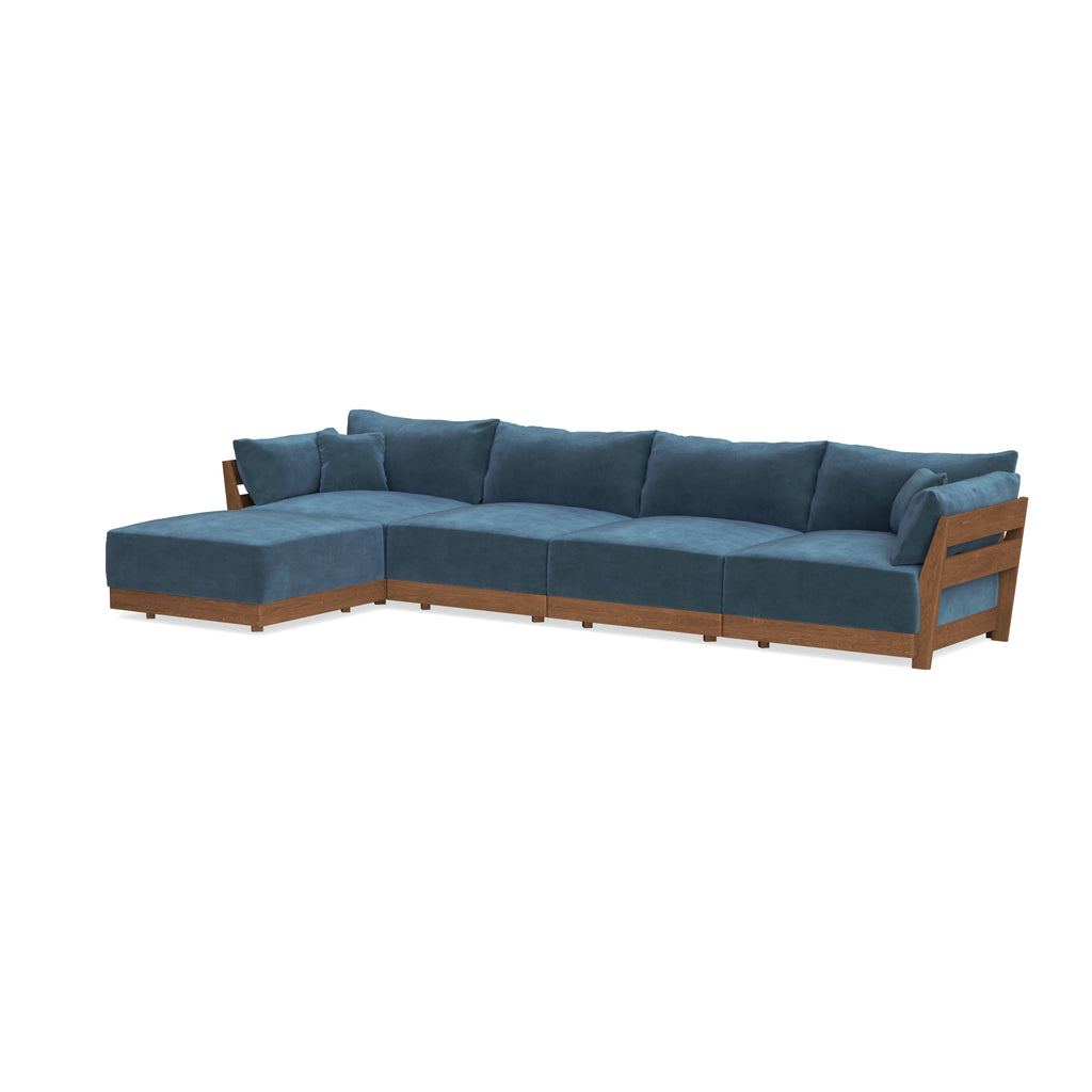 Modular Bondi Espresso 4-Seater Sectional in Oxford Blue | Memory Foam Blend