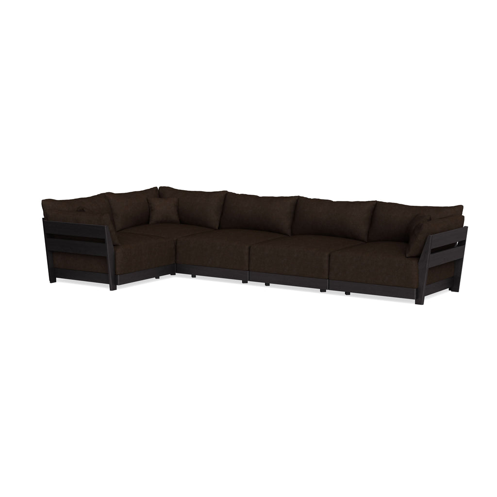 Modular Bondi Black 5-Seater L-Sectional in Espresso | Memory Foam Blend