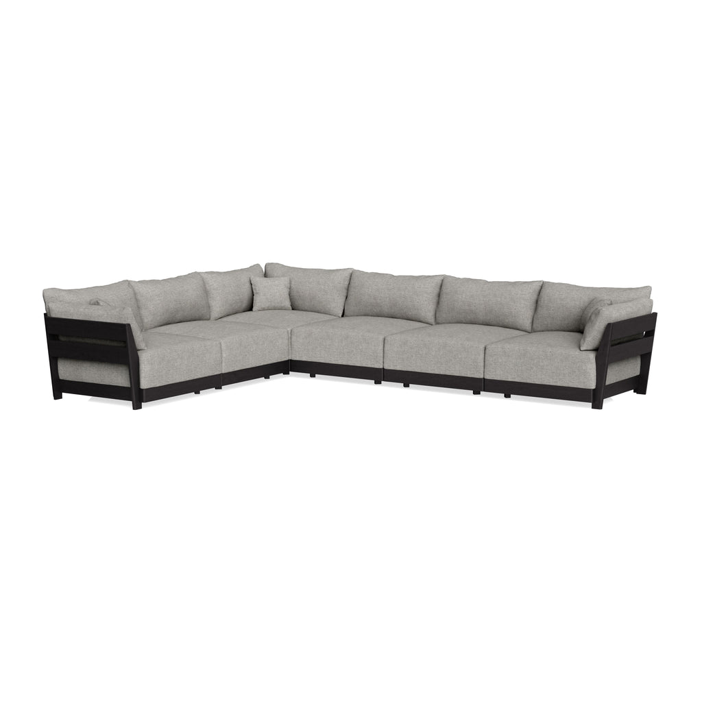 Modular Bondi Black 6-Seater Corner Sectional in Fog | Classic Blend