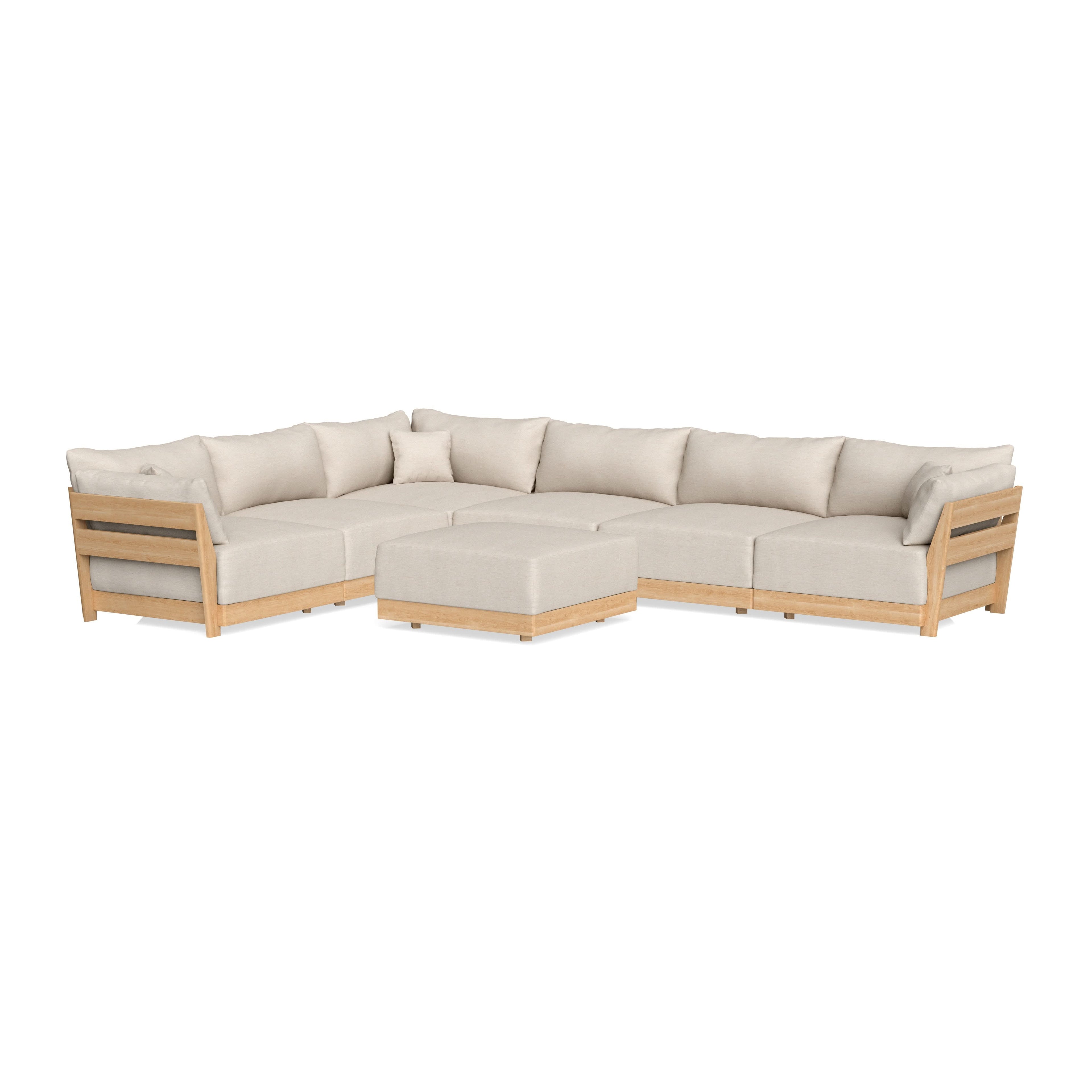 Slipcover Only - Modular Bondi 6-Seater Corner Sectional + Ottoman in Seashell