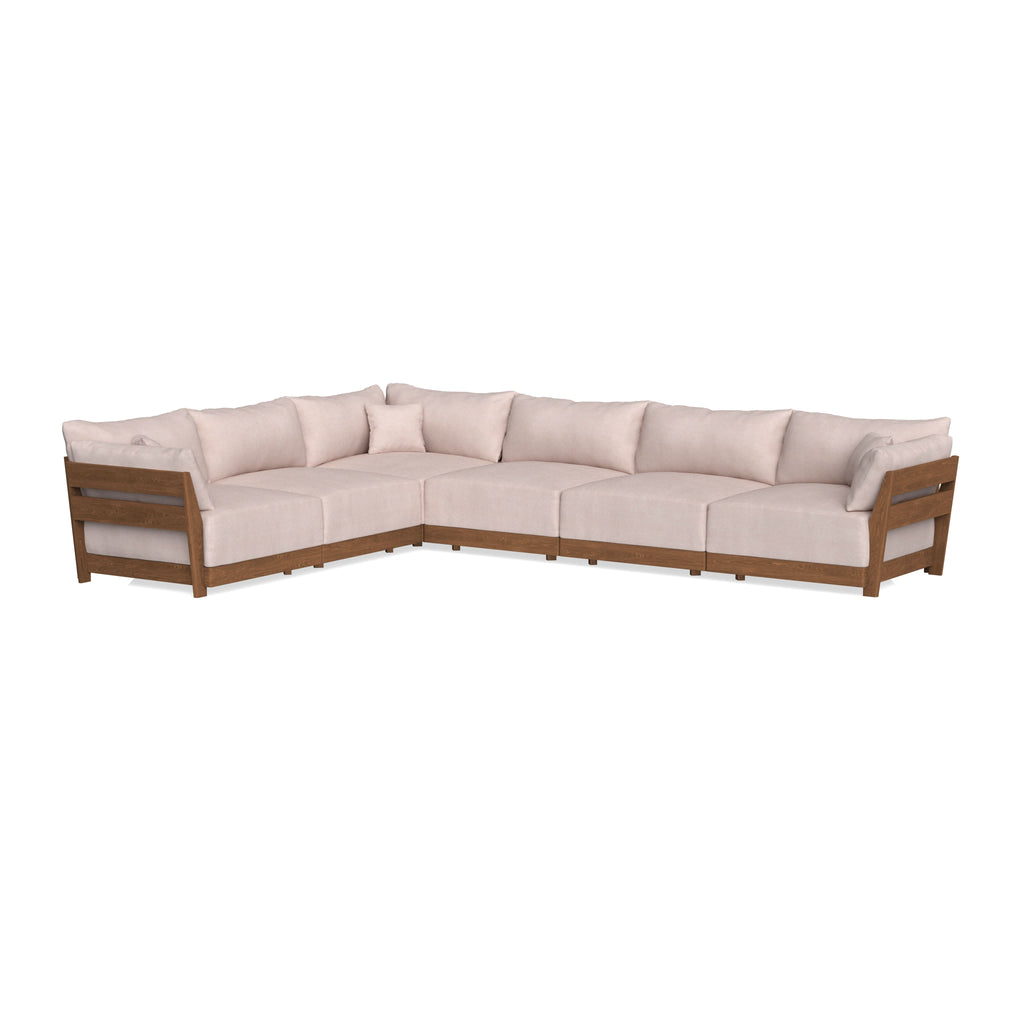 Modular Bondi Espresso 6-Seater Corner Sectional in Blush | Memory Foam Blend