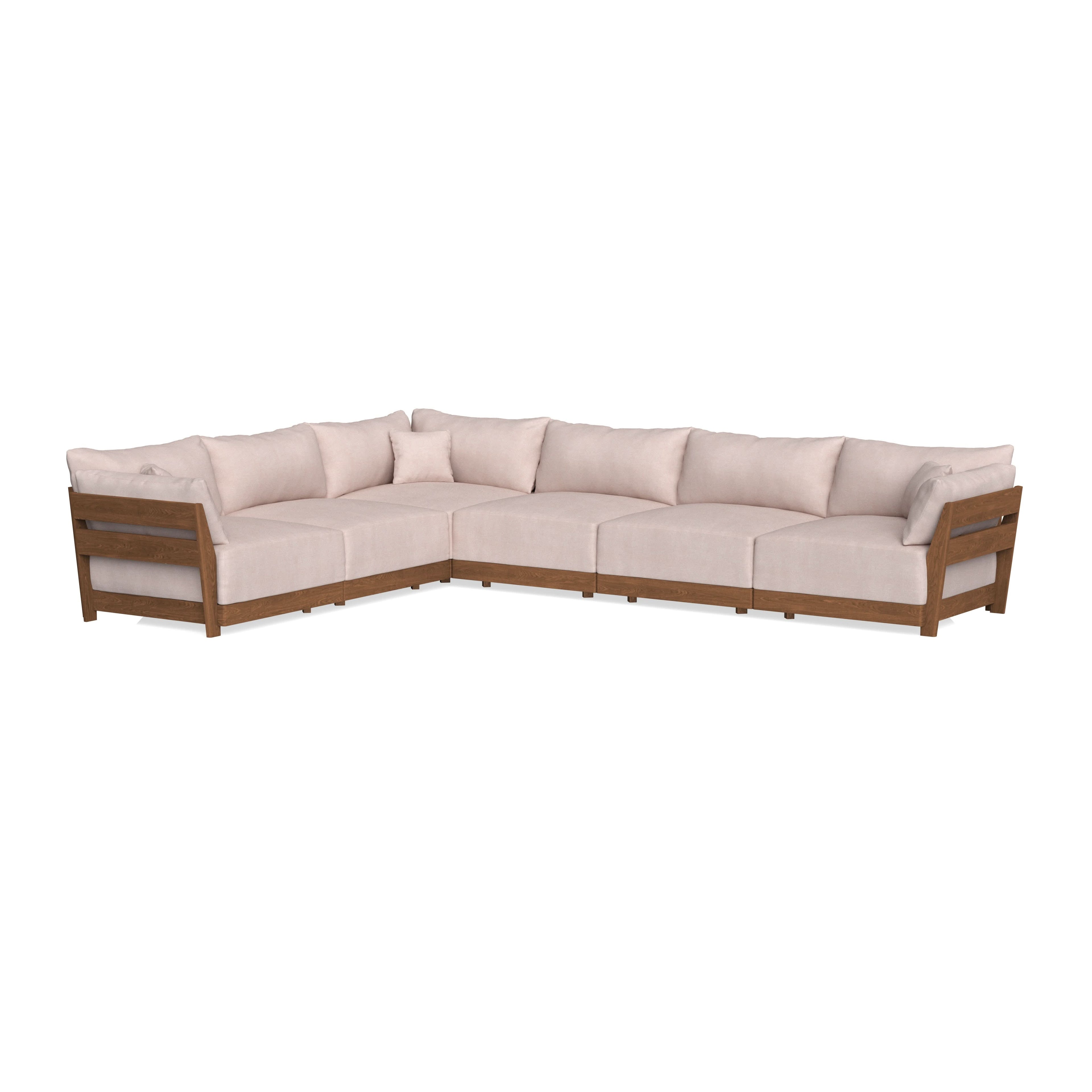 Modular Bondi Espresso 6-Seater Corner Sectional in Blush | Memory Foam Blend