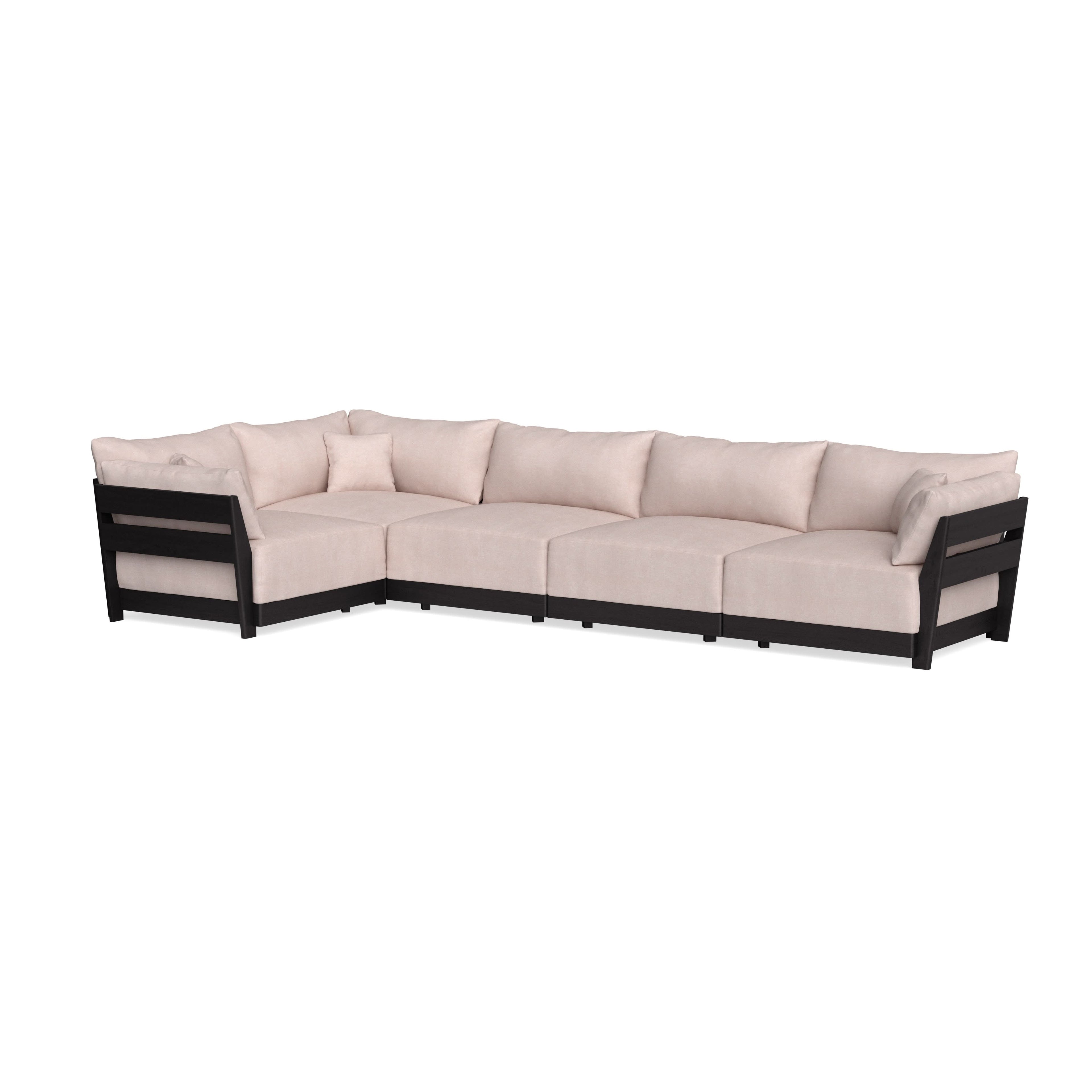 Modular Bondi Black 5-Seater L-Sectional in Blush | Classic Blend