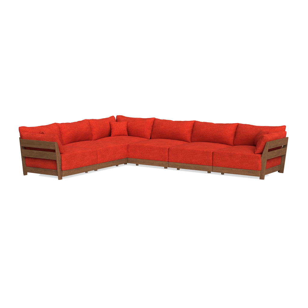 Modular Bondi Espresso 6-Seater Corner Sectional in Poppy Orange | Memory Foam Blend