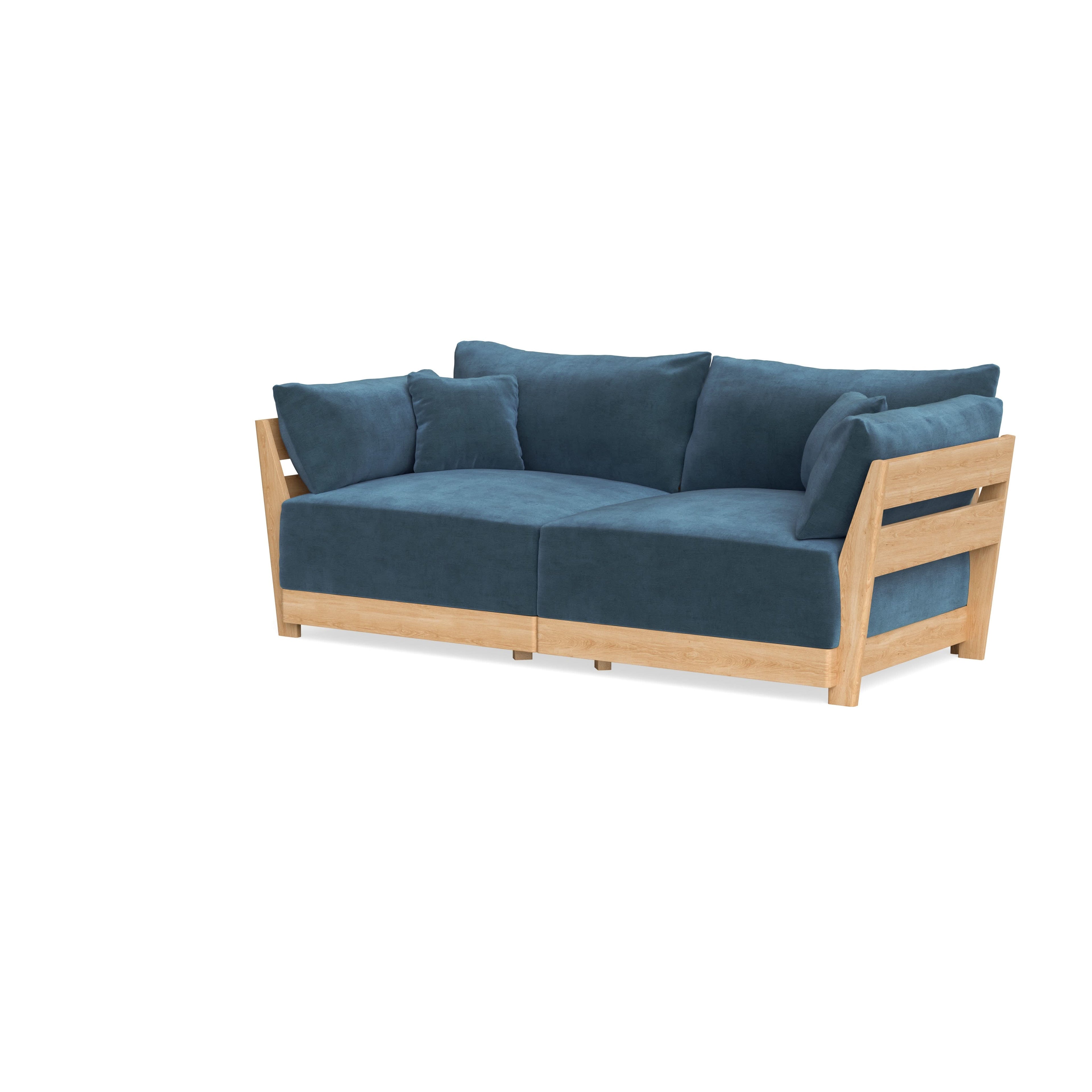 Modular Bondi Latte 2-Seater Sofa in Oxford Blue | Classic Blend