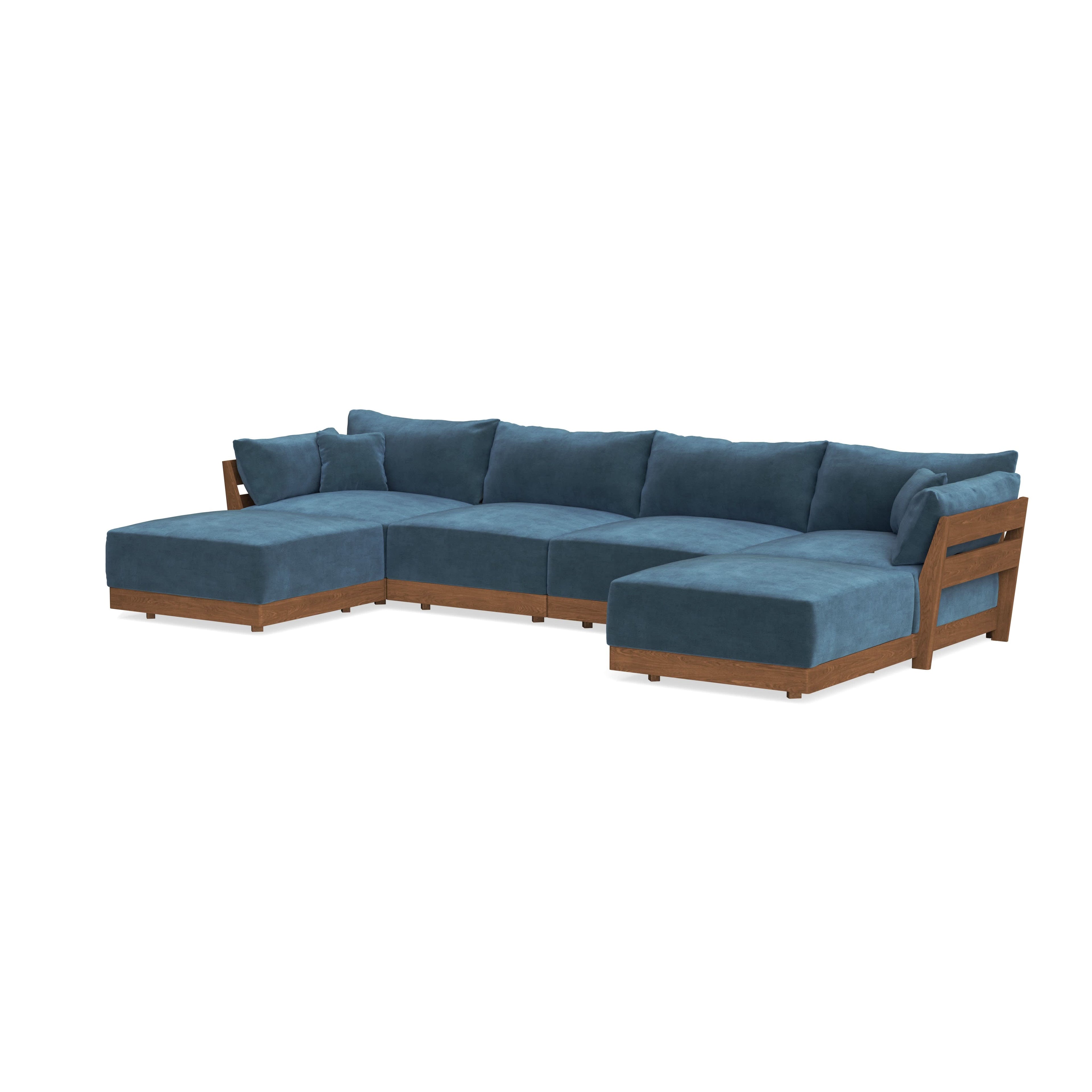 Modular Bondi Espresso 4-Seater U-Sectional in Oxford Blue | Classic Blend