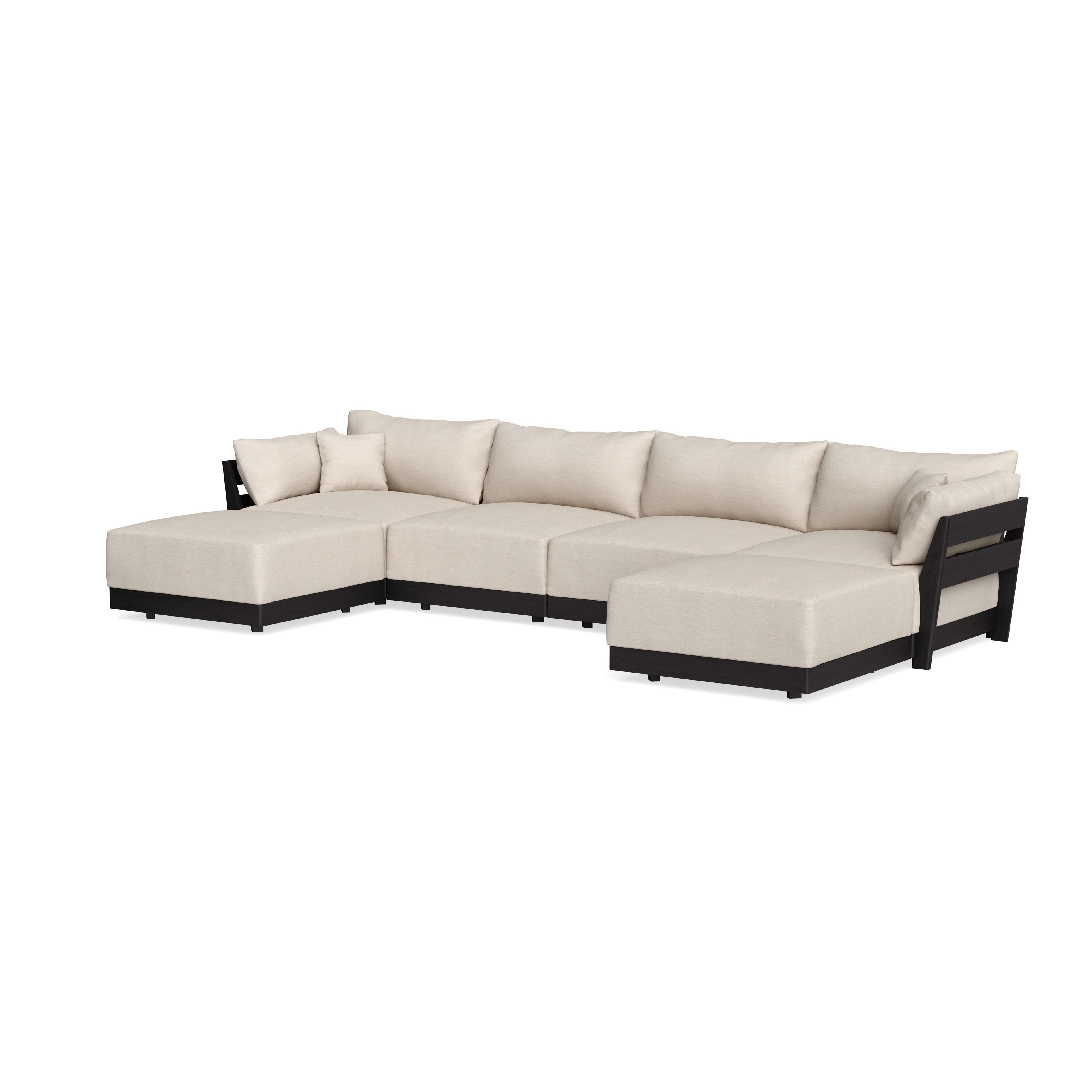 Modular Bondi Black 4-Seater U-Sectional in Seashell | Classic Blend