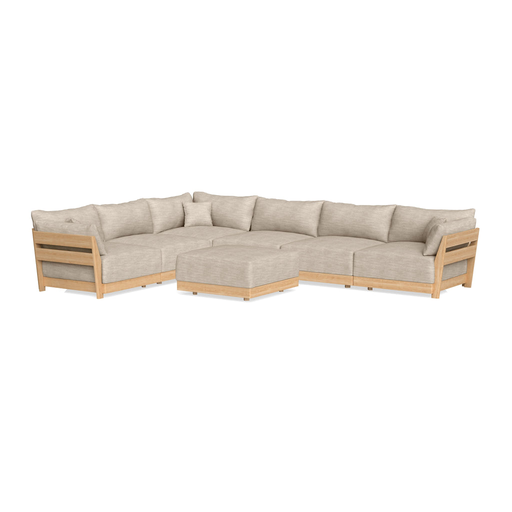 Slipcover Only - Modular Bondi 6-Seater Corner Sectional + Ottoman in Wheat