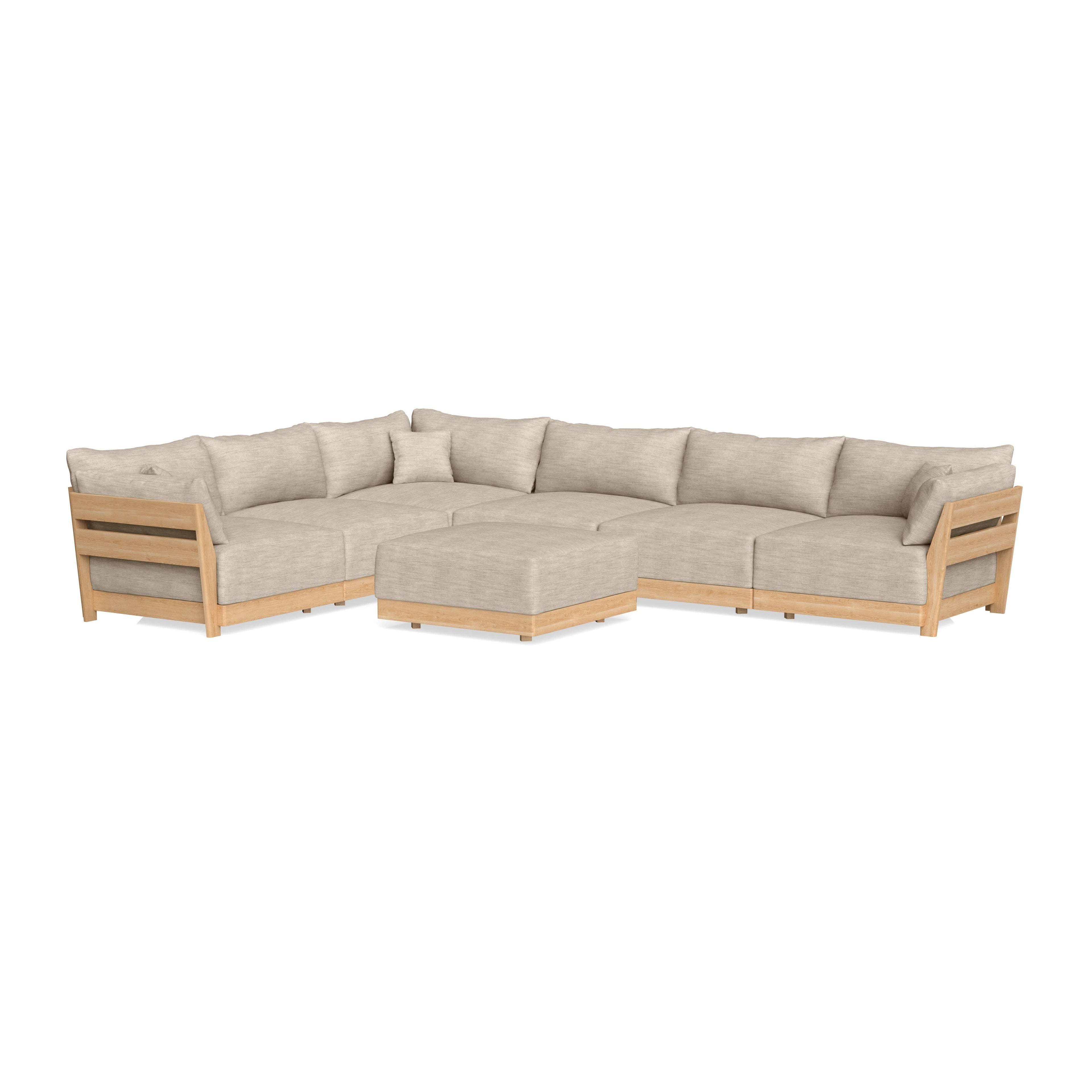 Slipcover Only - Modular Bondi 6-Seater Corner Sectional + Ottoman in Wheat