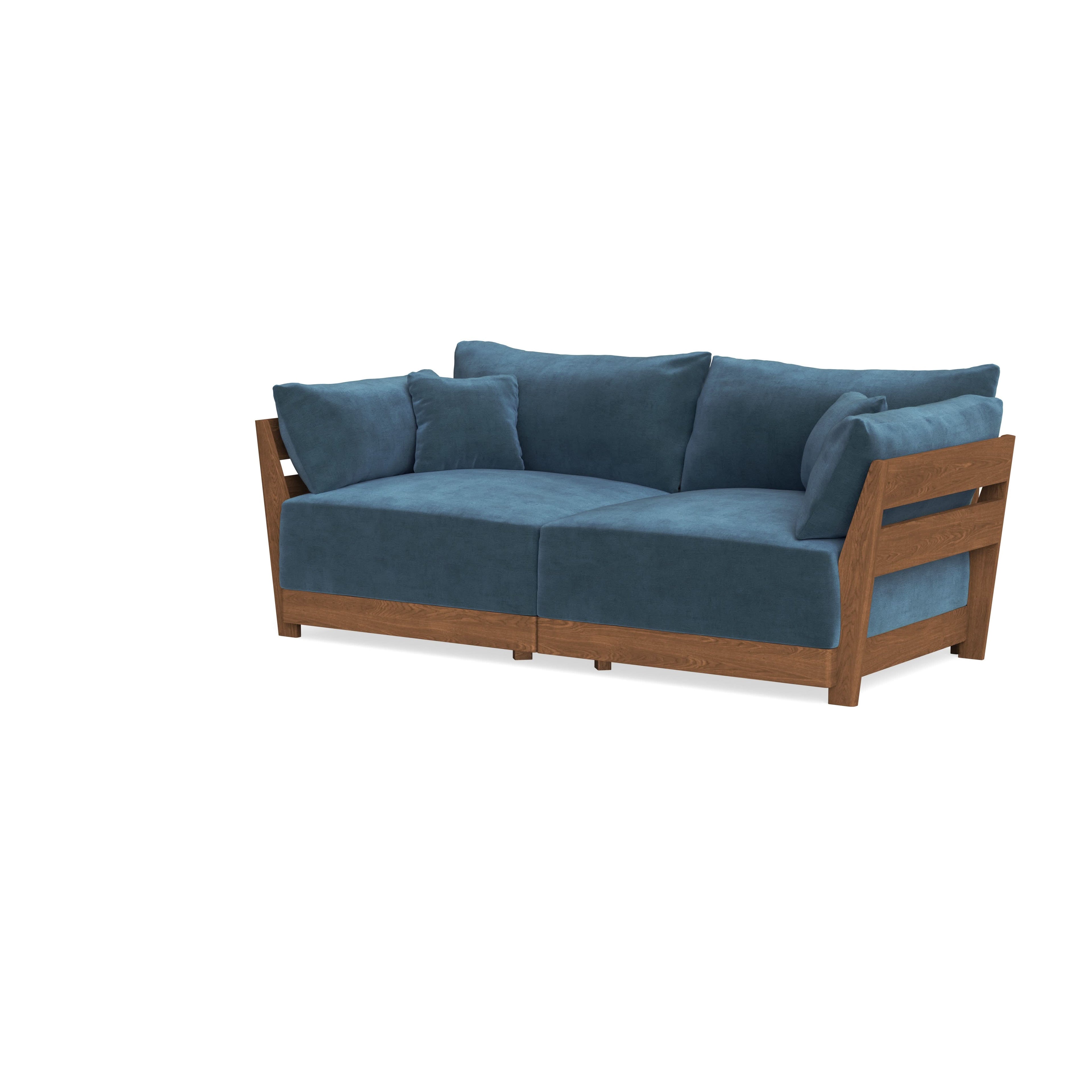 Modular Bondi Espresso 2-Seater Sofa in Oxford Blue | Memory Foam Blend
