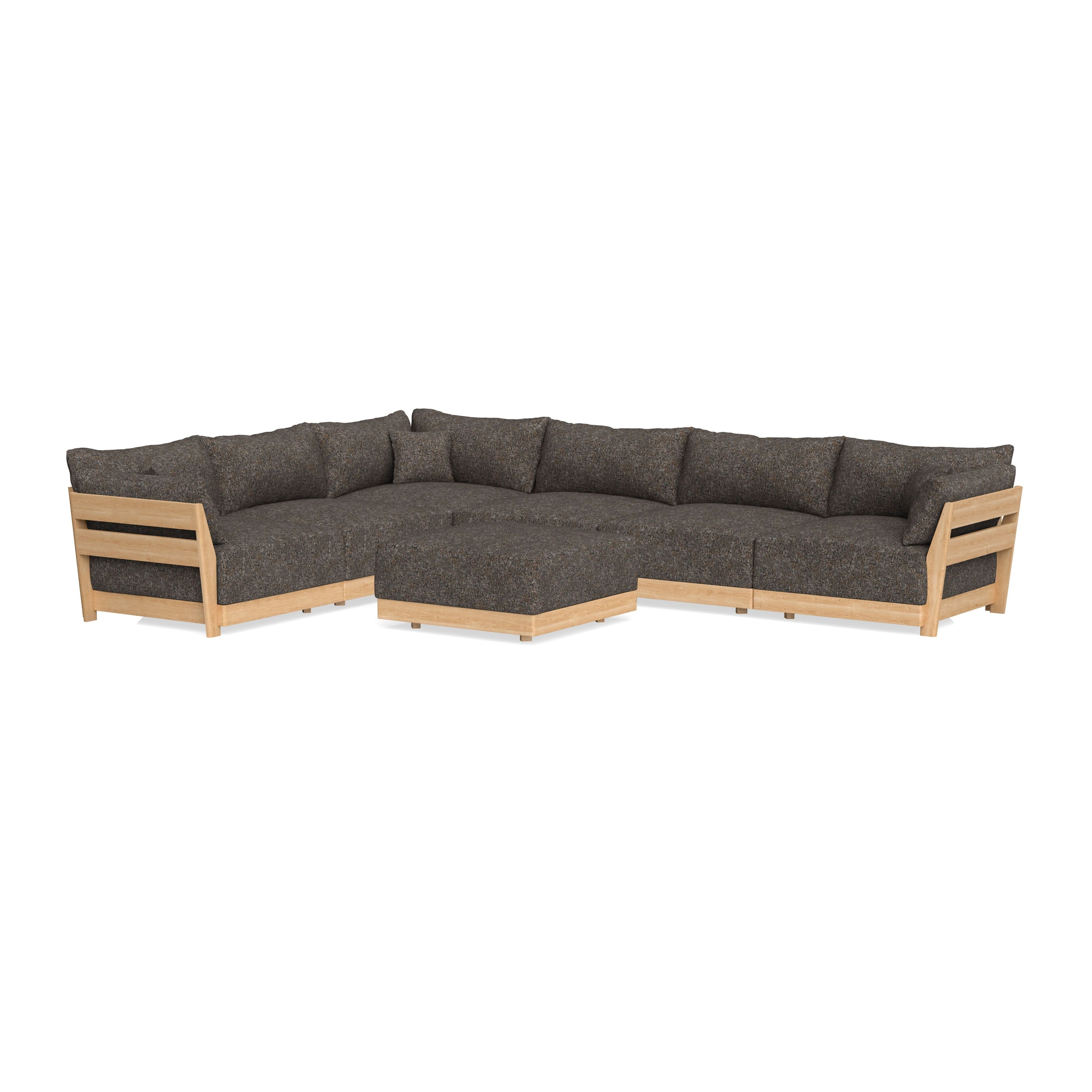 Modular Bondi Latte 6-Seater Corner Sectional + Ottoman in Eclipse | Memory Foam Blend