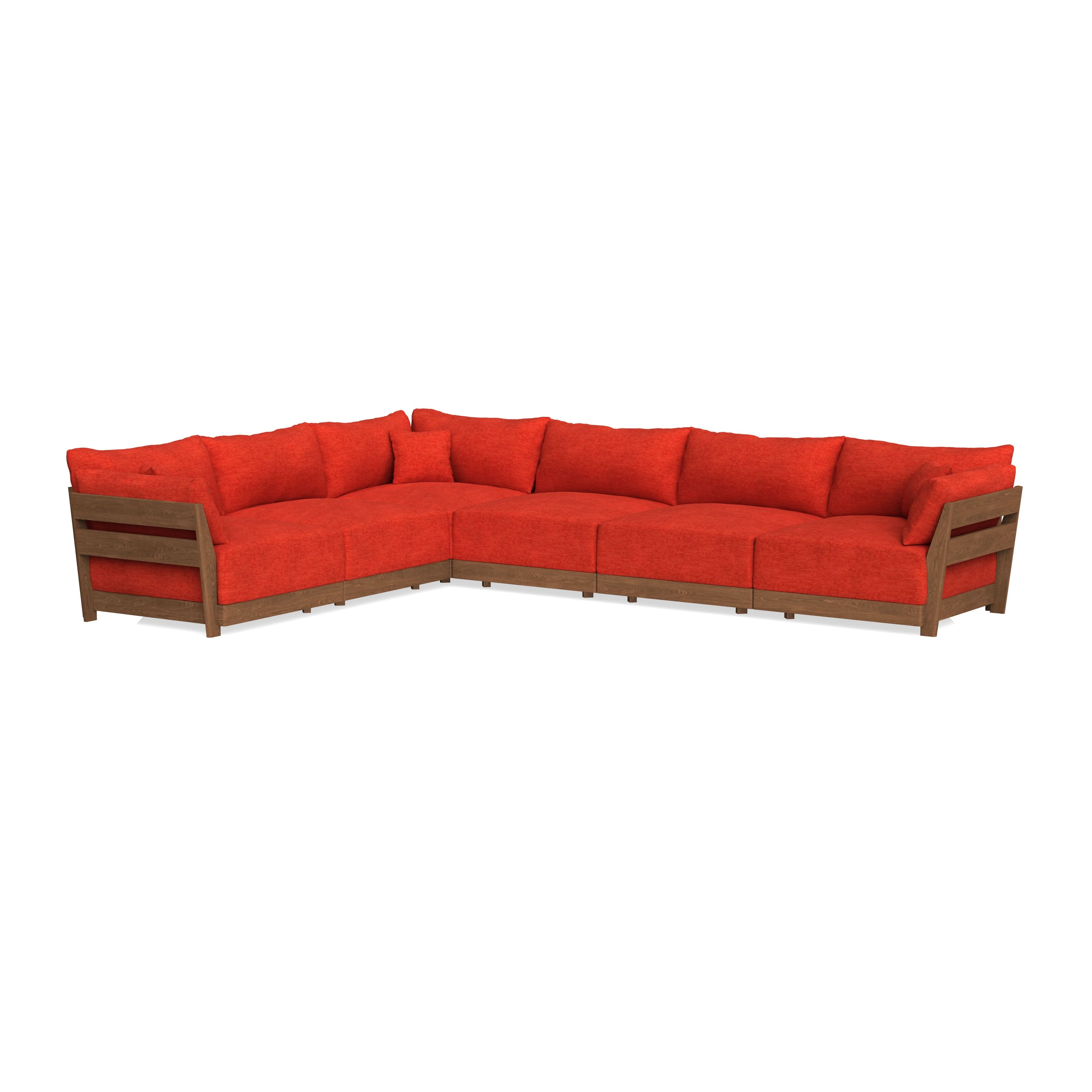Modular Bondi Espresso 6-Seater Corner Sectional in Poppy Orange | Classic Blend