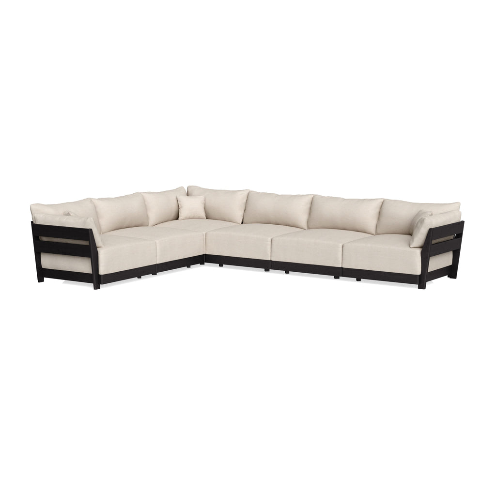 Modular Bondi Black 6-Seater Corner Sectional in Seashell | Memory Foam Blend