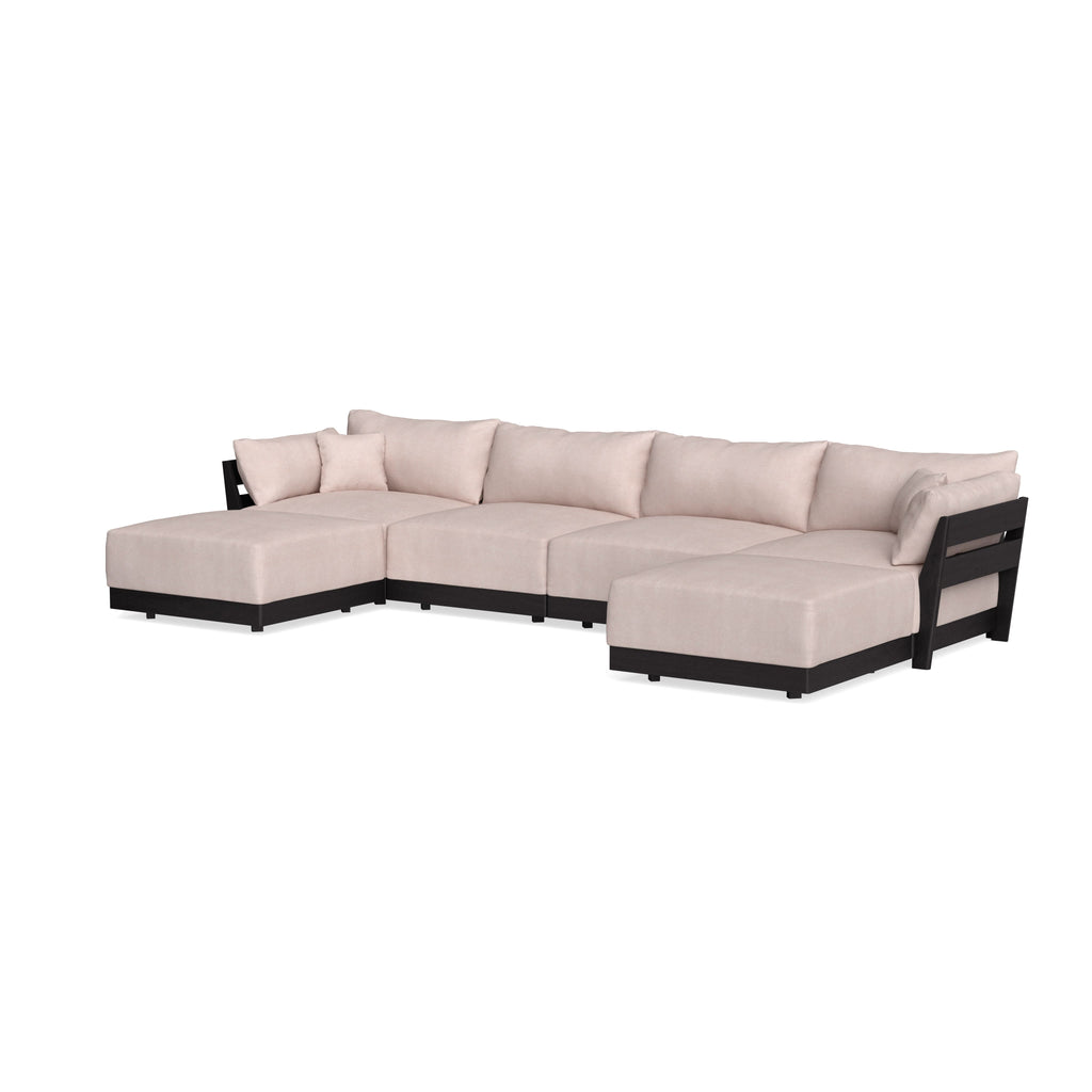 Modular Bondi Black 4-Seater U-Sectional in Blush | Memory Foam Blend