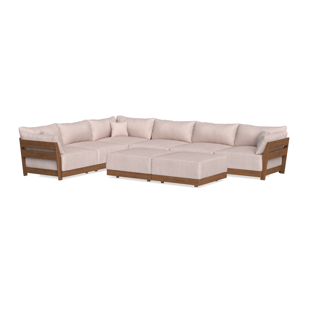Modular Bondi Espresso 6-Seater Corner Sectional + Bench Ottoman in Blush | Classic Blend