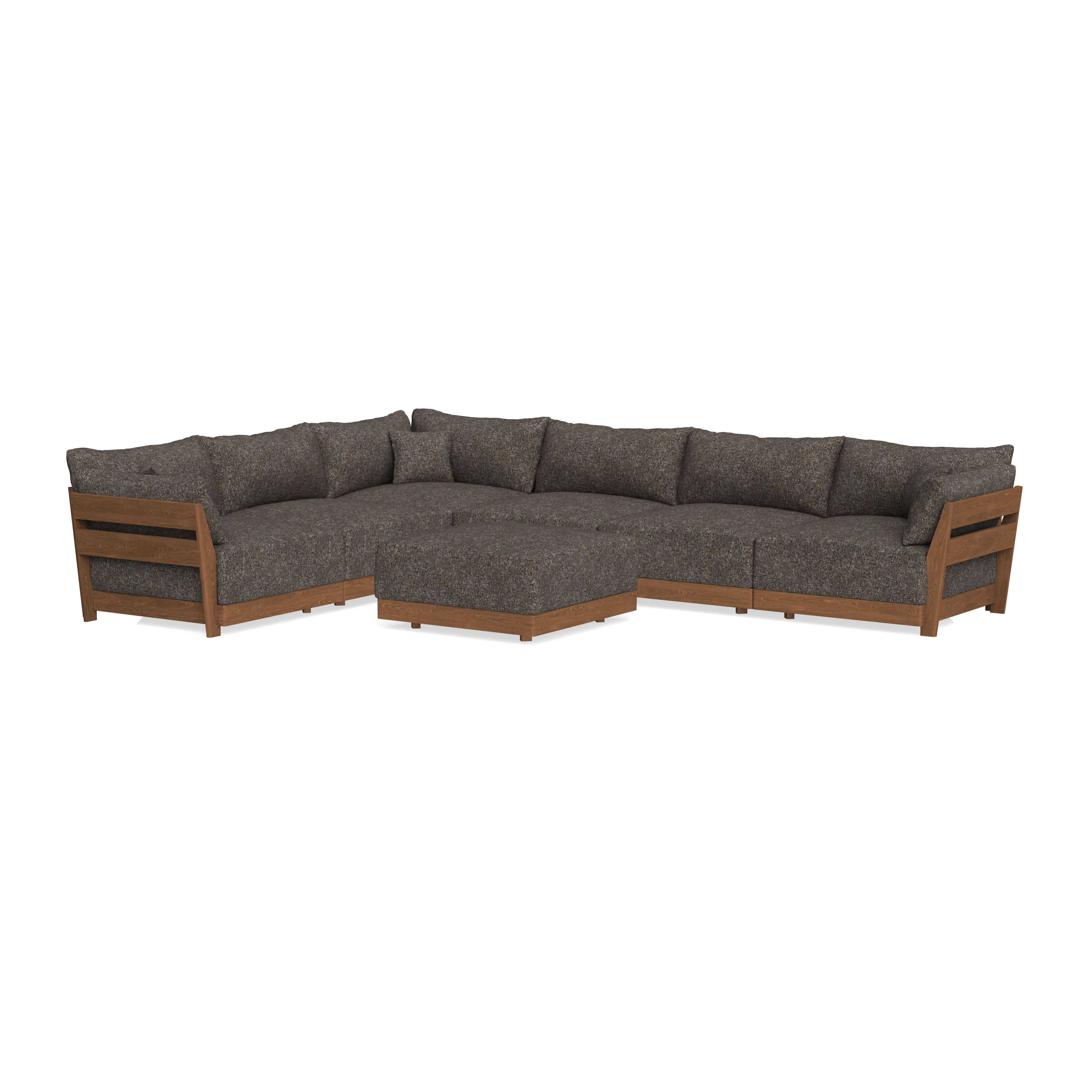 Modular Bondi Espresso 6-Seater Corner Sectional + Ottoman in Eclipse | Classic Blend