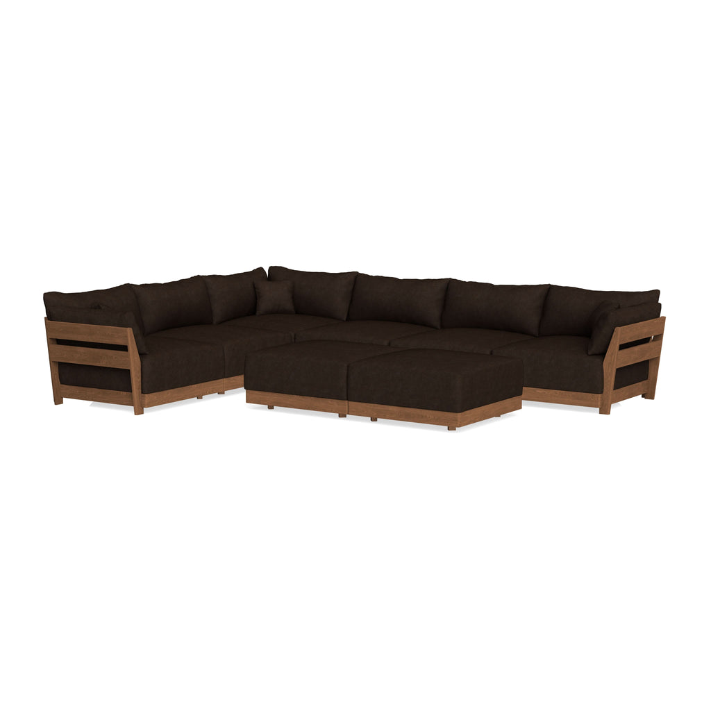 Modular Bondi Espresso 6-Seater Corner Sectional + Bench Ottoman in Espresso | Memory Foam Blend