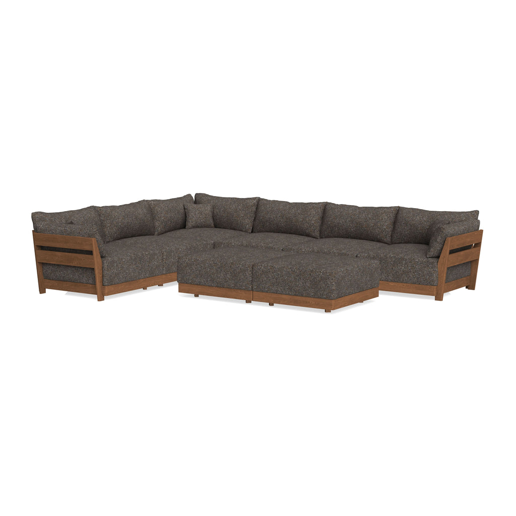 Modular Bondi Espresso 6-Seater Corner Sectional + Bench Ottoman in Eclipse | Memory Foam Blend