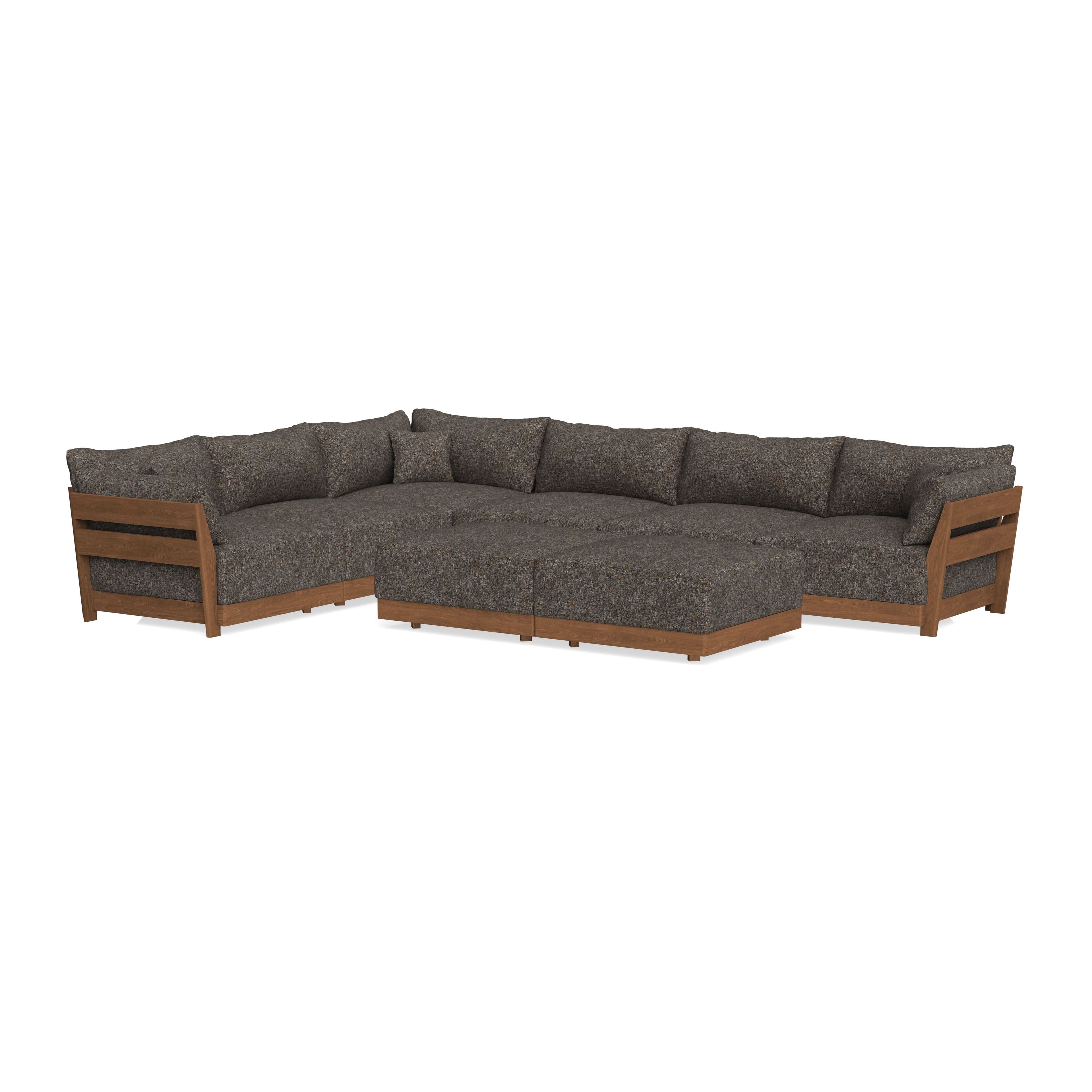 Modular Bondi Espresso 6-Seater Corner Sectional + Bench Ottoman in Eclipse | Memory Foam Blend