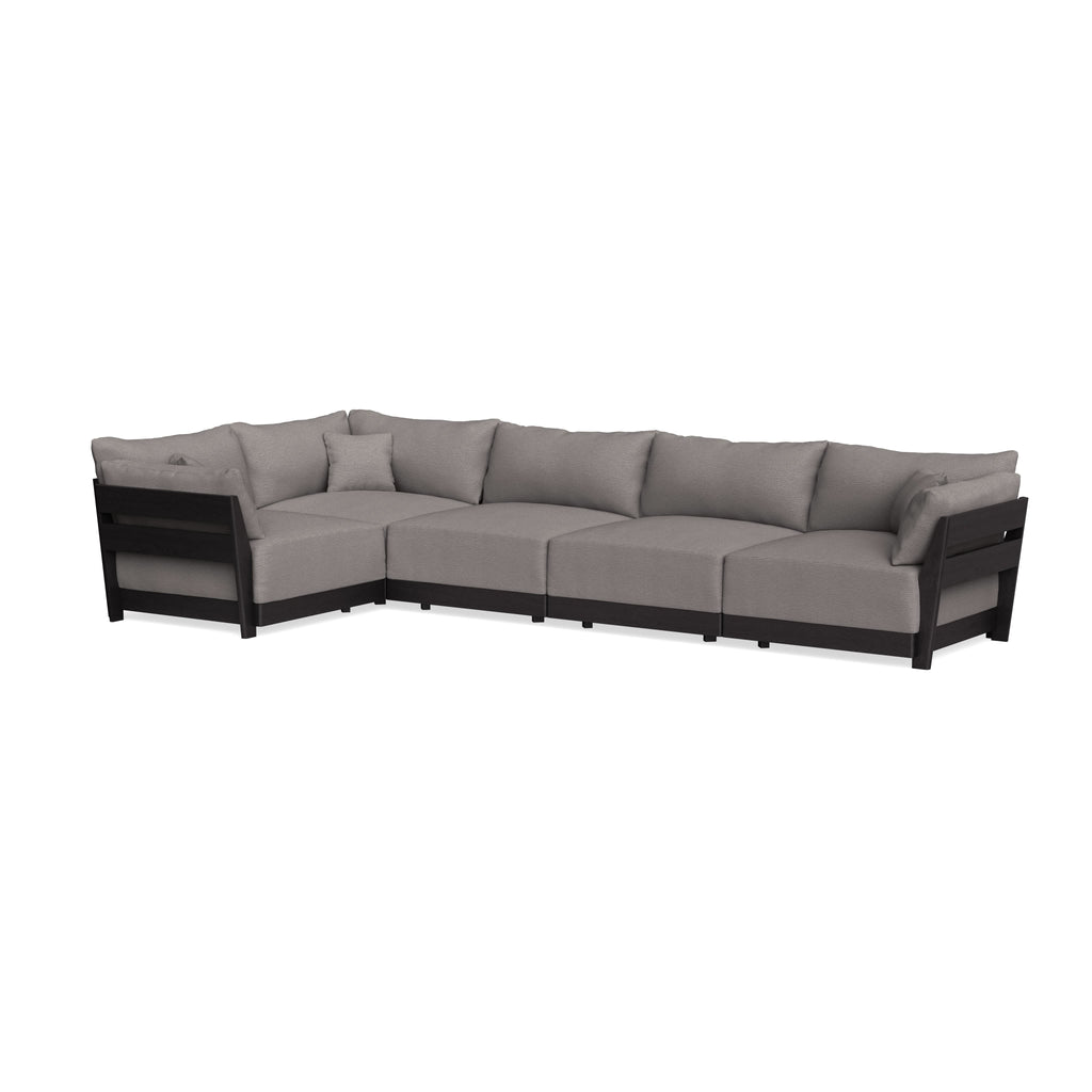 Modular Bondi Black 5-Seater L-Sectional in Cement | Memory Foam Blend