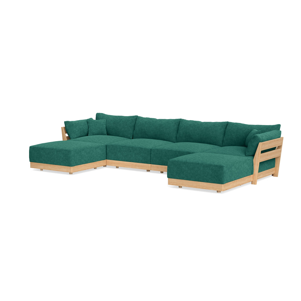 Modular Bondi Latte 4-Seater U-Sectional in Jade Green | Classic Blend
