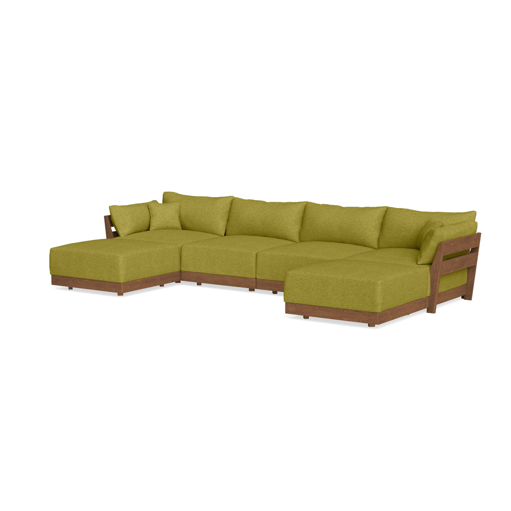 Modular Bondi Espresso 4-Seater U-Sectional in Avocado | Memory Foam Blend