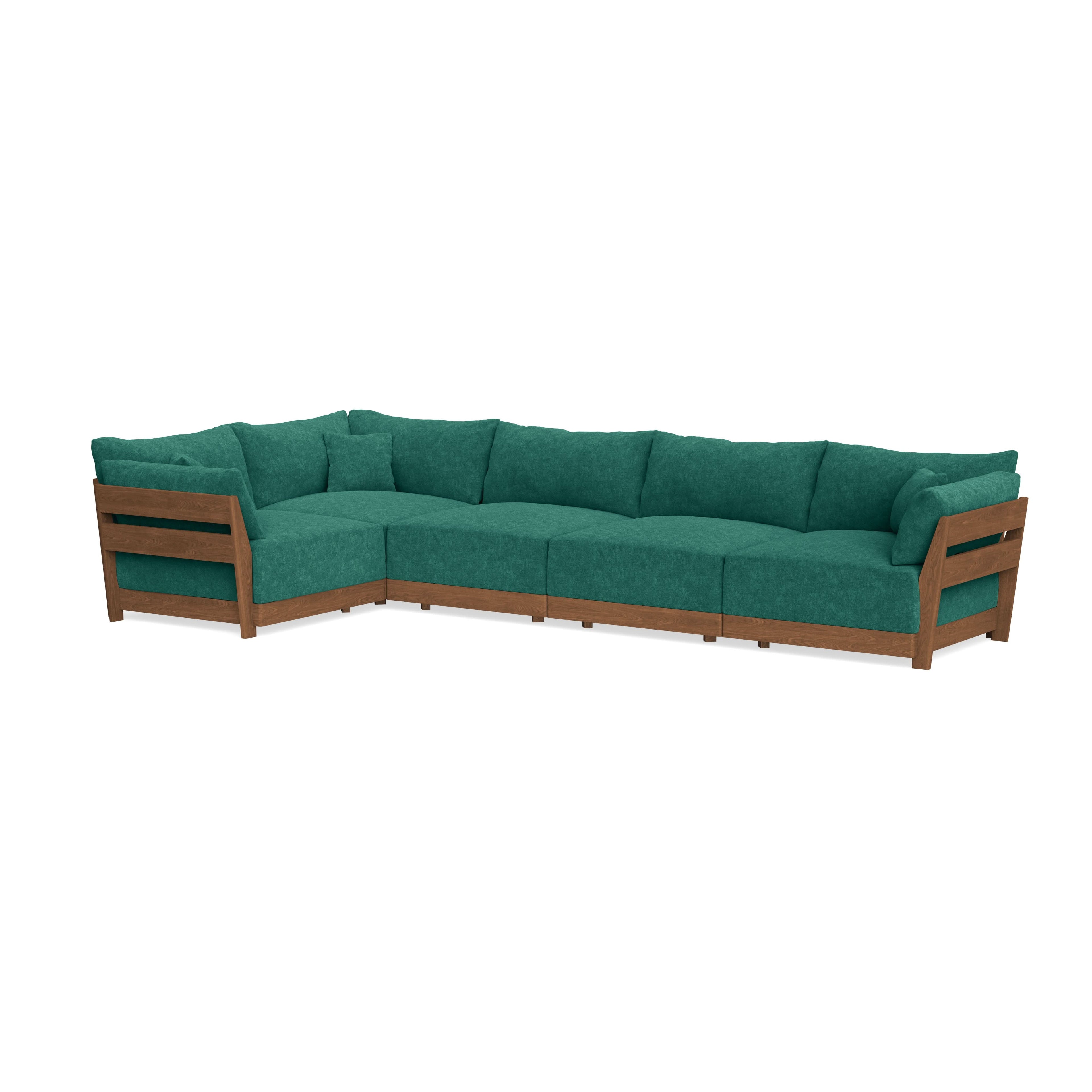 Modular Bondi Espresso 5-Seater L-Sectional in Jade Green | Classic Blend