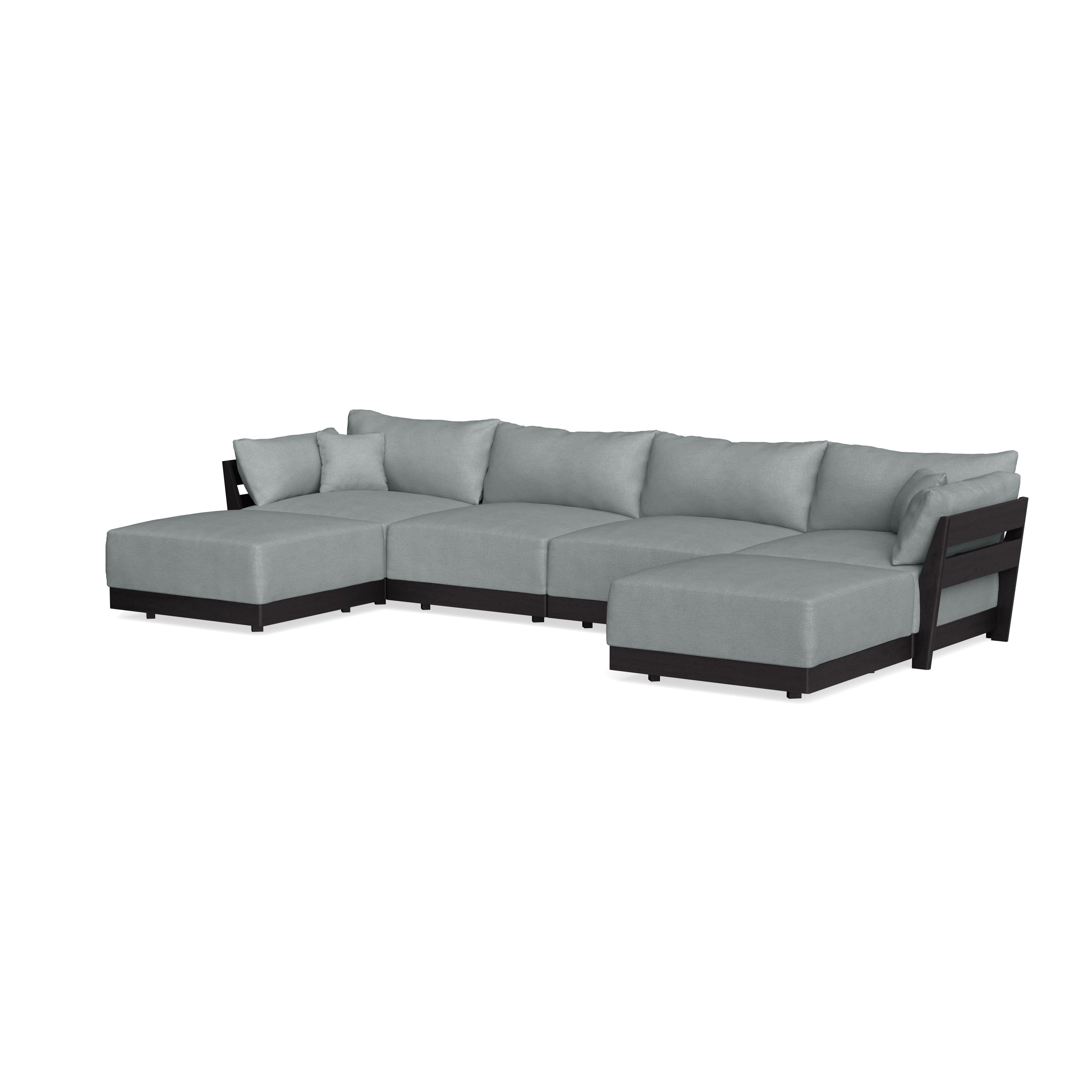 Modular Bondi Black 4-Seater U-Sectional in Light Steel | Memory Foam Blend