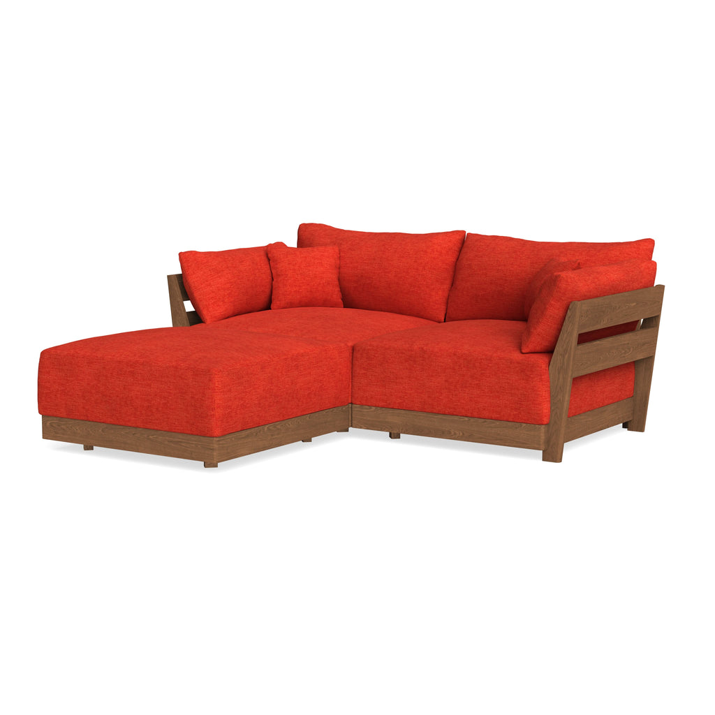 Modular Bondi Espresso 2-Seater Sectional in Poppy Orange | Memory Foam Blend