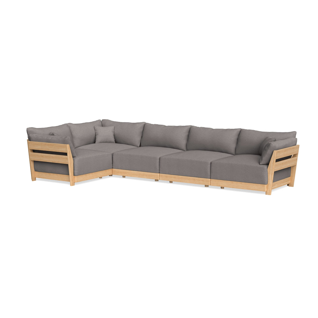 Modular Bondi Latte 5-Seater L-Sectional in Cement | Memory Foam Blend