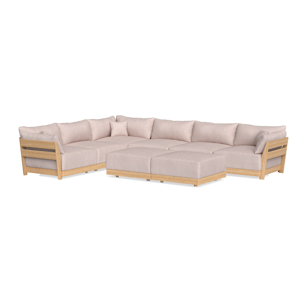 Slipcover Only - Modular Bondi 6-Seater Corner Sectional + Bench Ottoman in Blush
