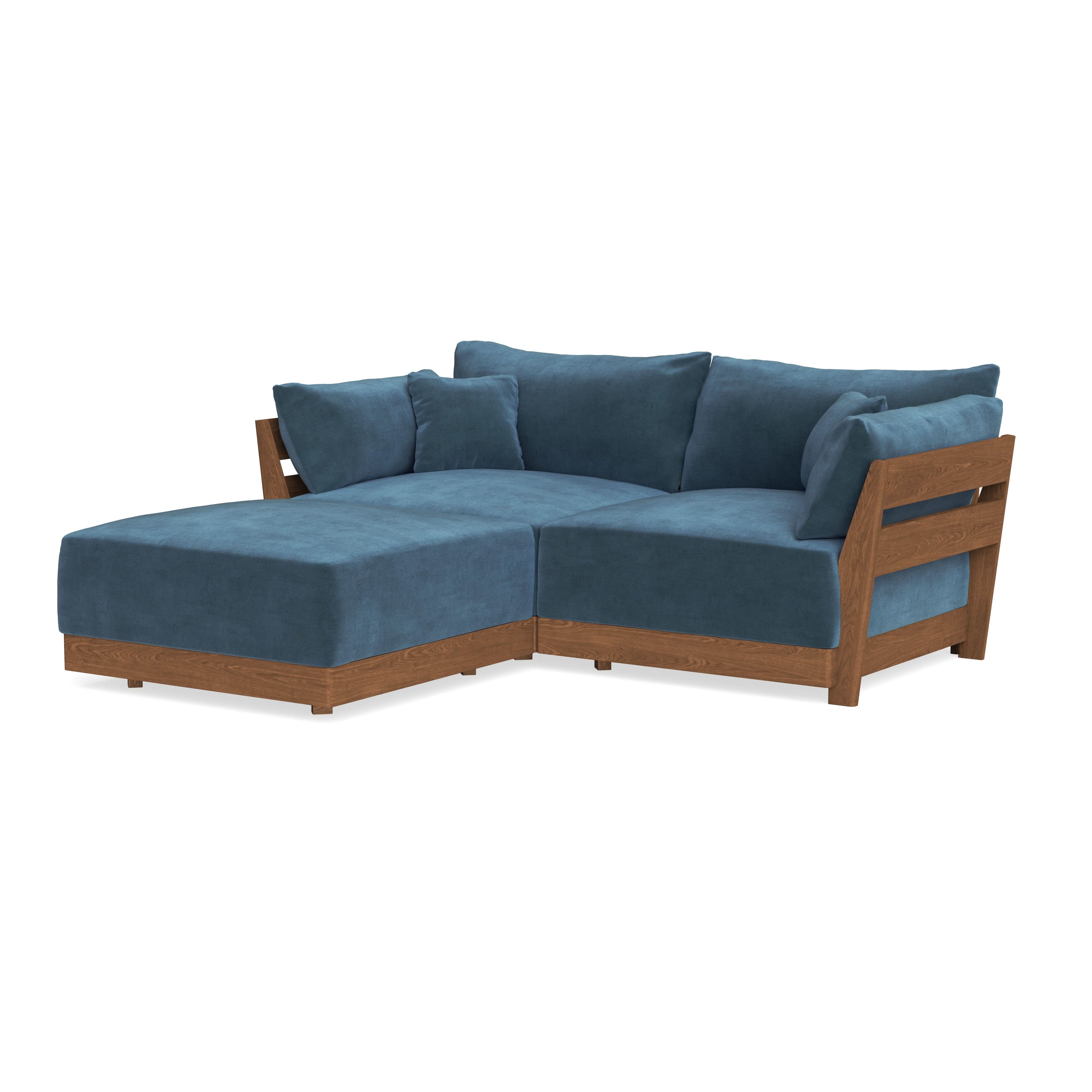 Modular Bondi Espresso 2-Seater Sectional in Oxford Blue | Memory Foam Blend