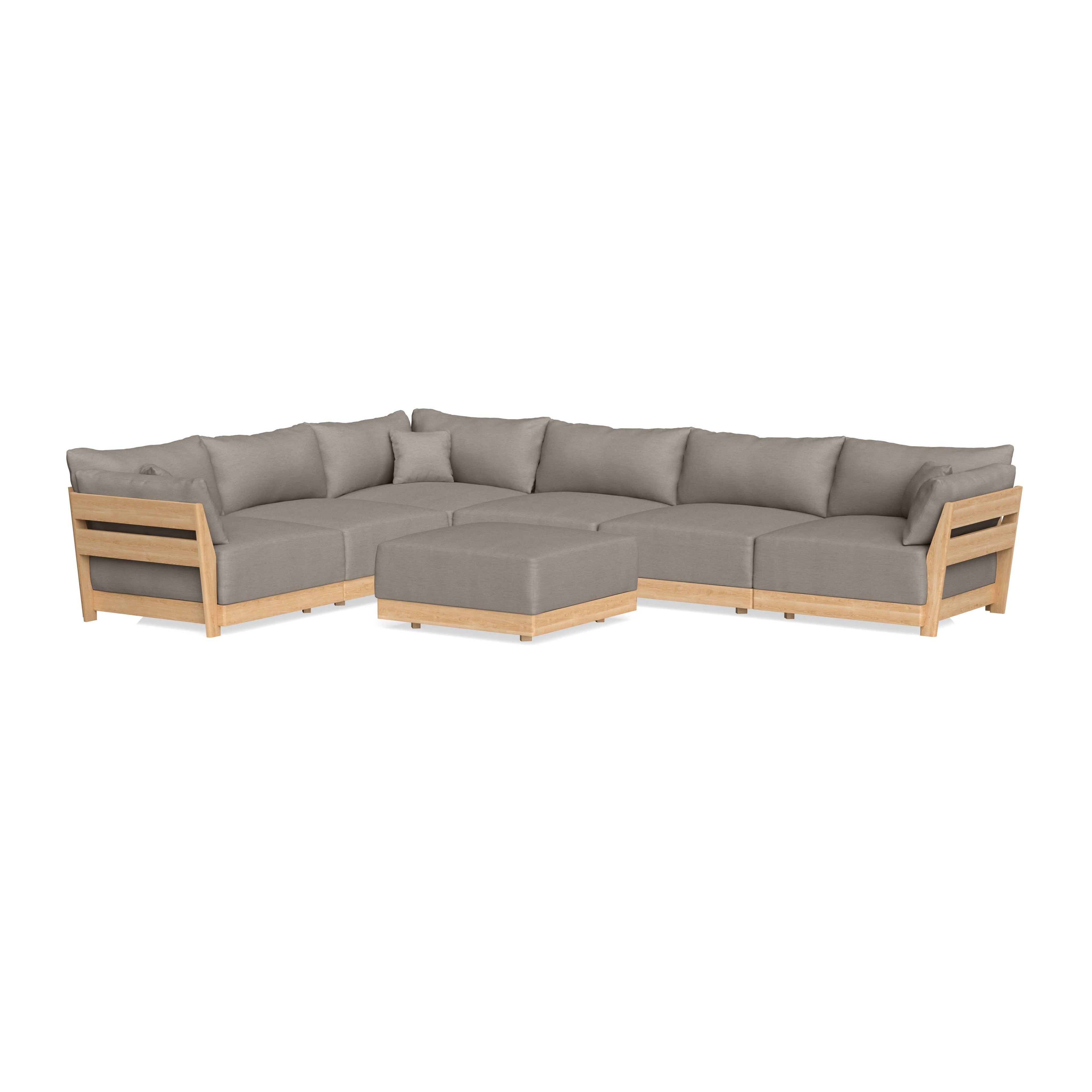 Modular Bondi Latte 6-Seater Corner Sectional + Ottoman in Cinder Gray | Memory Foam Blend
