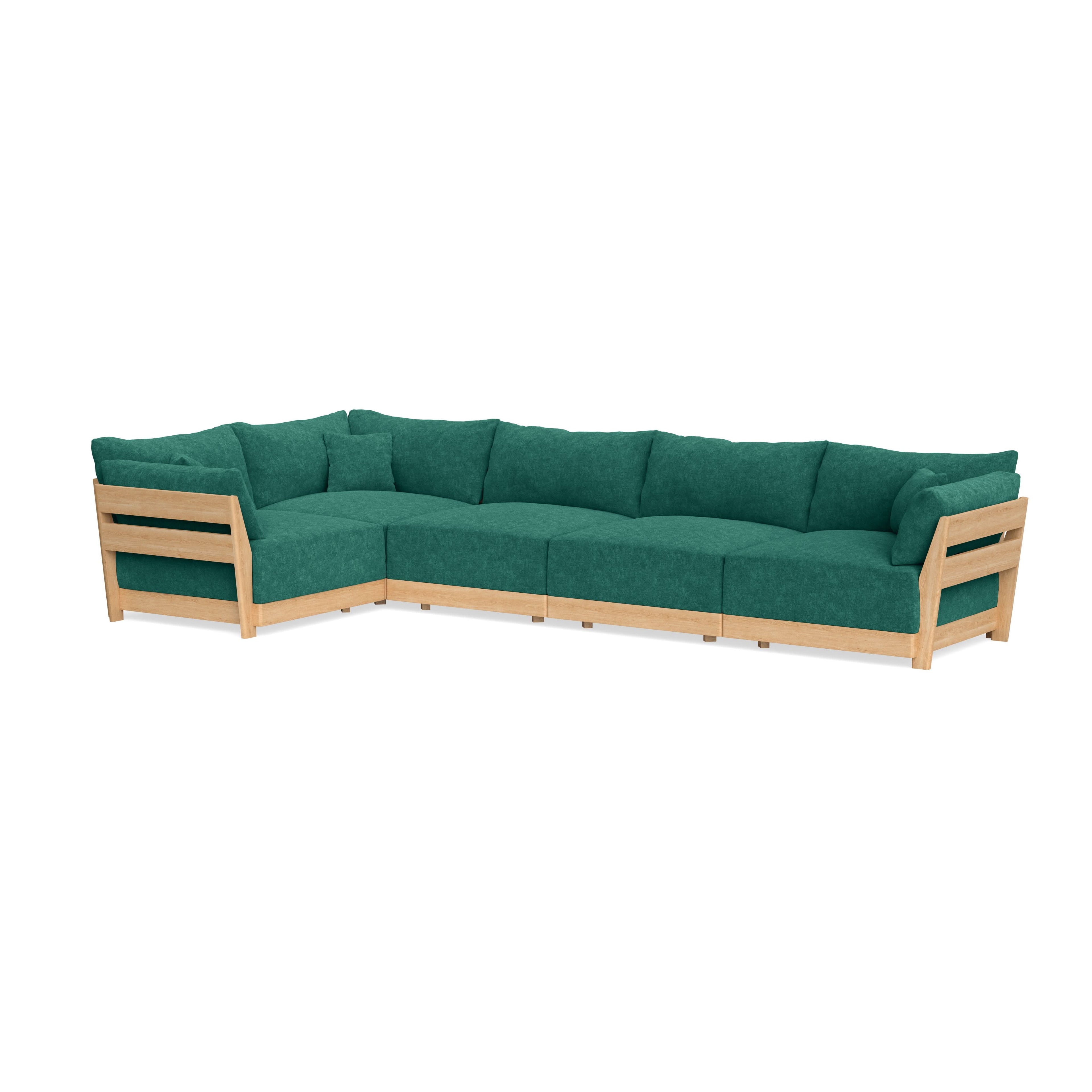 Modular Bondi Latte 5-Seater L-Sectional in Jade Green | Memory Foam Blend
