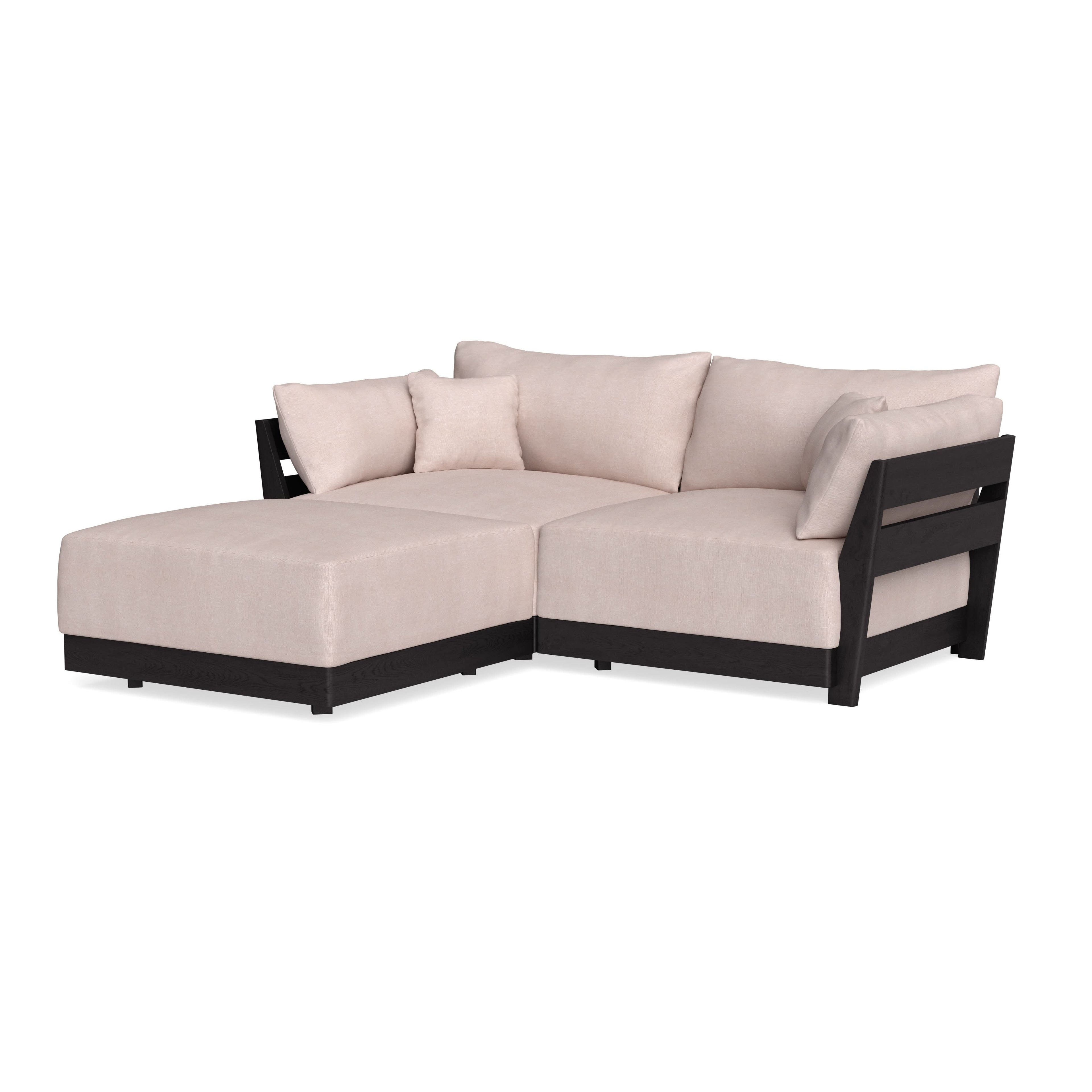 Modular Bondi Black 2-Seater Sectional in Blush | Memory Foam Blend