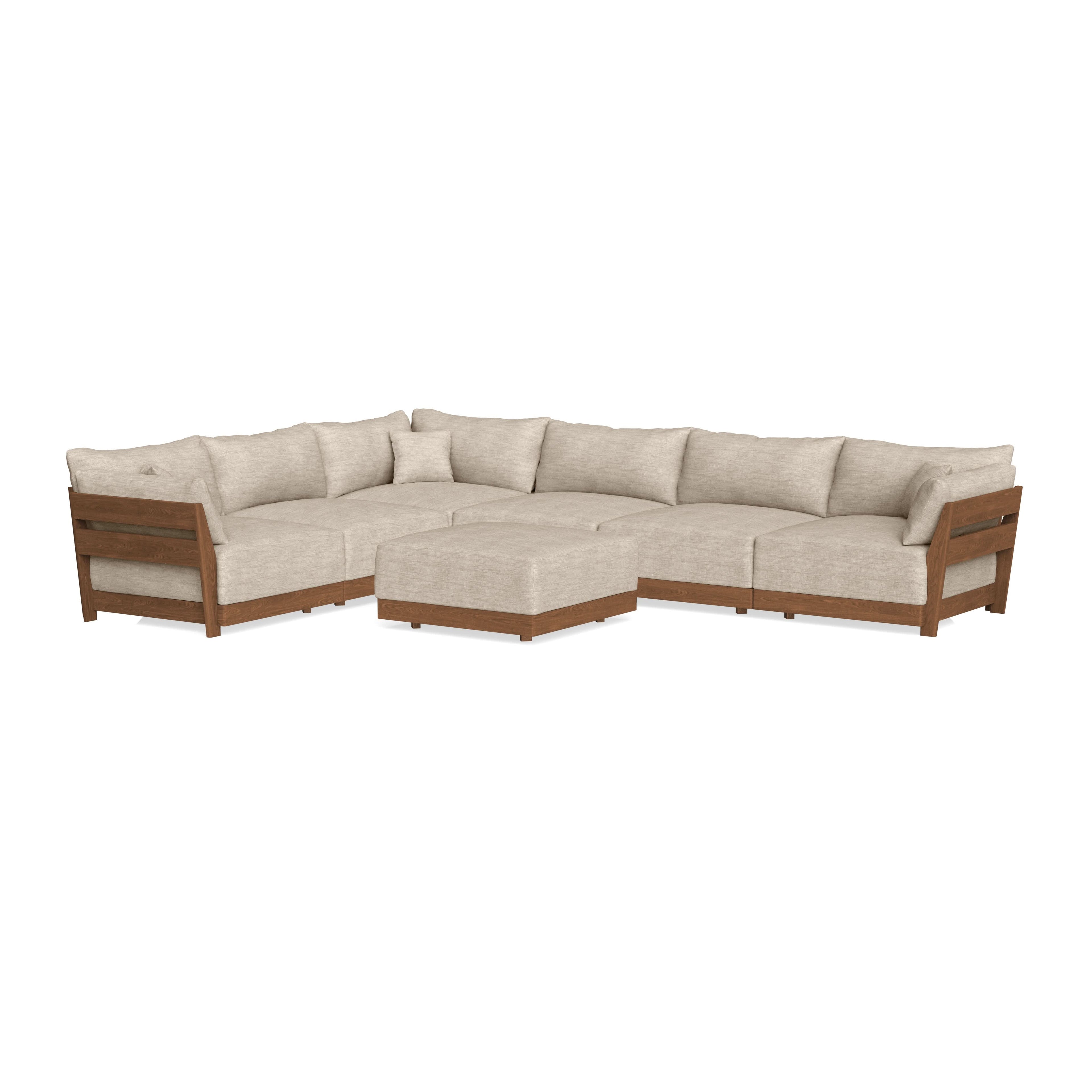 Modular Bondi Espresso 6-Seater Corner Sectional + Ottoman in Wheat | Classic Blend