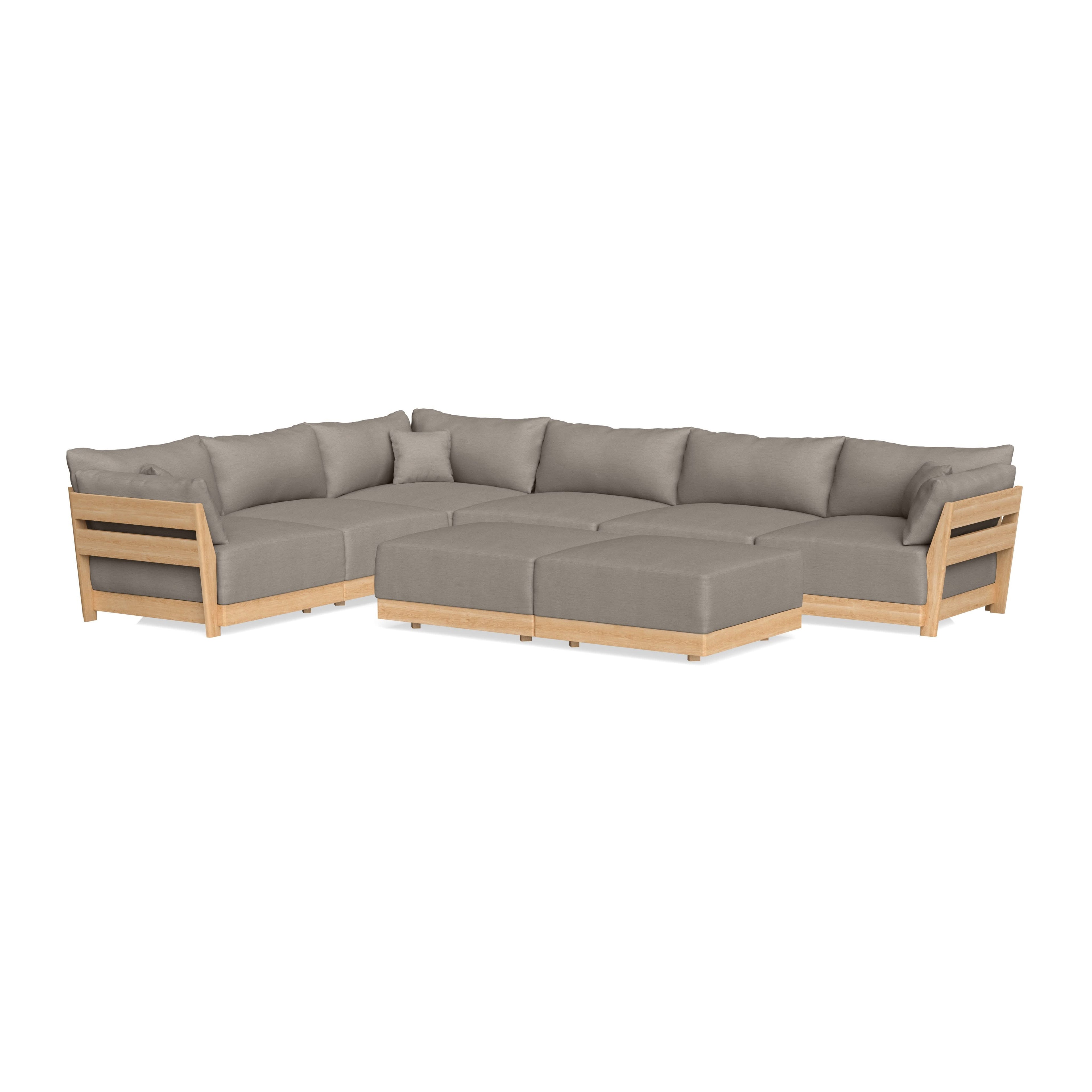 Slipcover Only - Modular Bondi 6-Seater Corner Sectional + Bench Ottoman in Cinder Gray