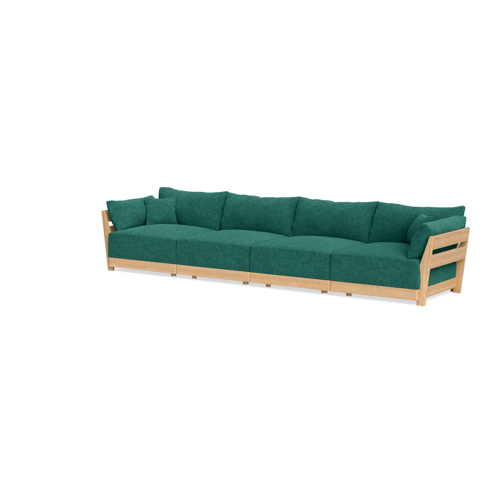 Modular Bondi Latte 4-Seater Sofa in Jade Green | Memory Foam Blend