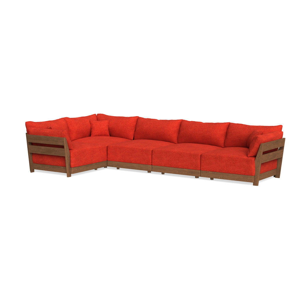 Modular Bondi Espresso 5-Seater L-Sectional in Poppy Orange | Classic Blend