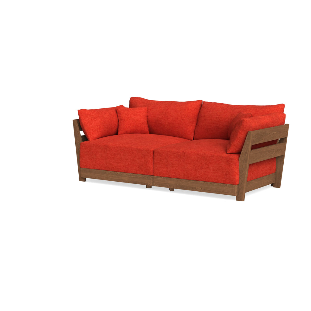 Modular Bondi Espresso 2-Seater Sofa in Poppy Orange | Memory Foam Blend
