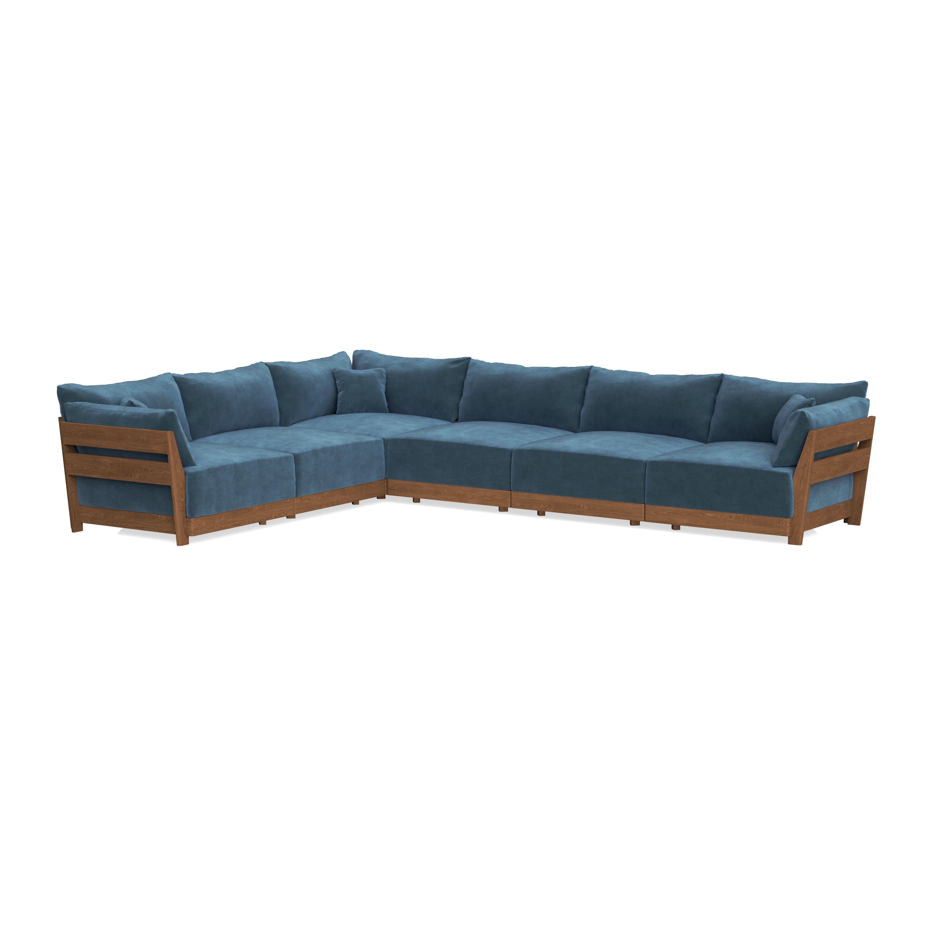 Modular Bondi Espresso 6-Seater Corner Sectional in Oxford Blue | Classic Blend
