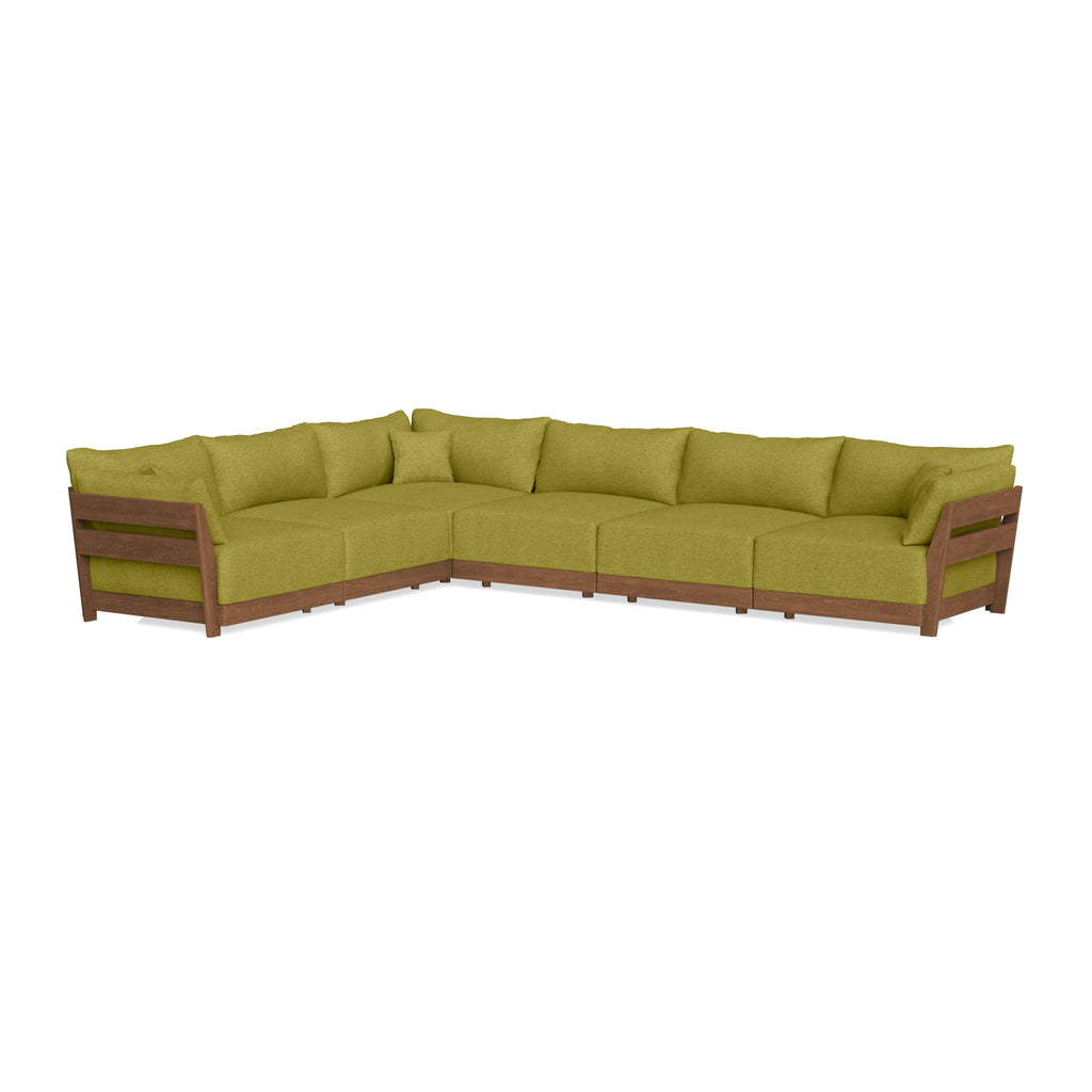 Modular Bondi Espresso 6-Seater Corner Sectional in Avocado | Memory Foam Blend