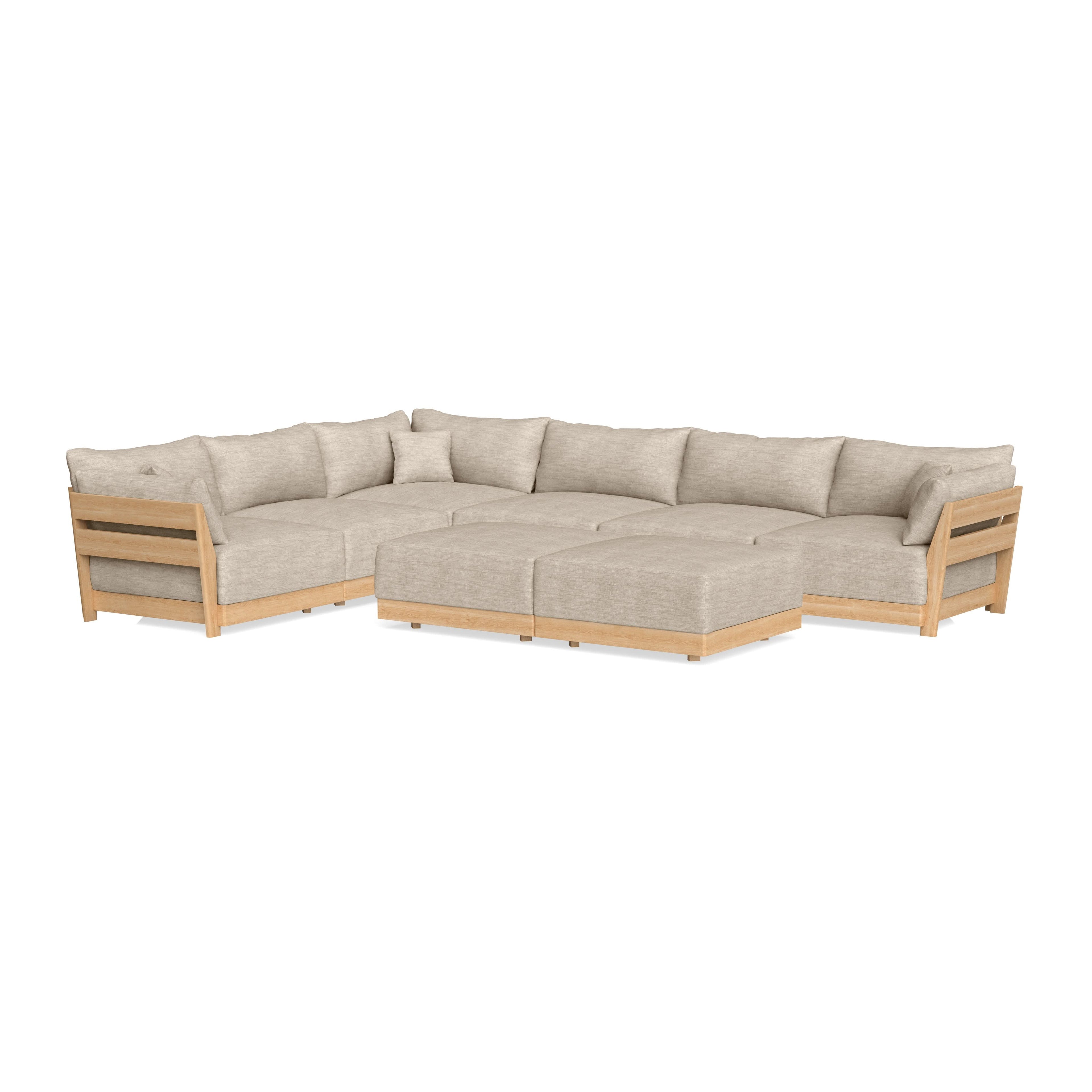 Slipcover Only - Modular Bondi 6-Seater Corner Sectional + Bench Ottoman in Wheat