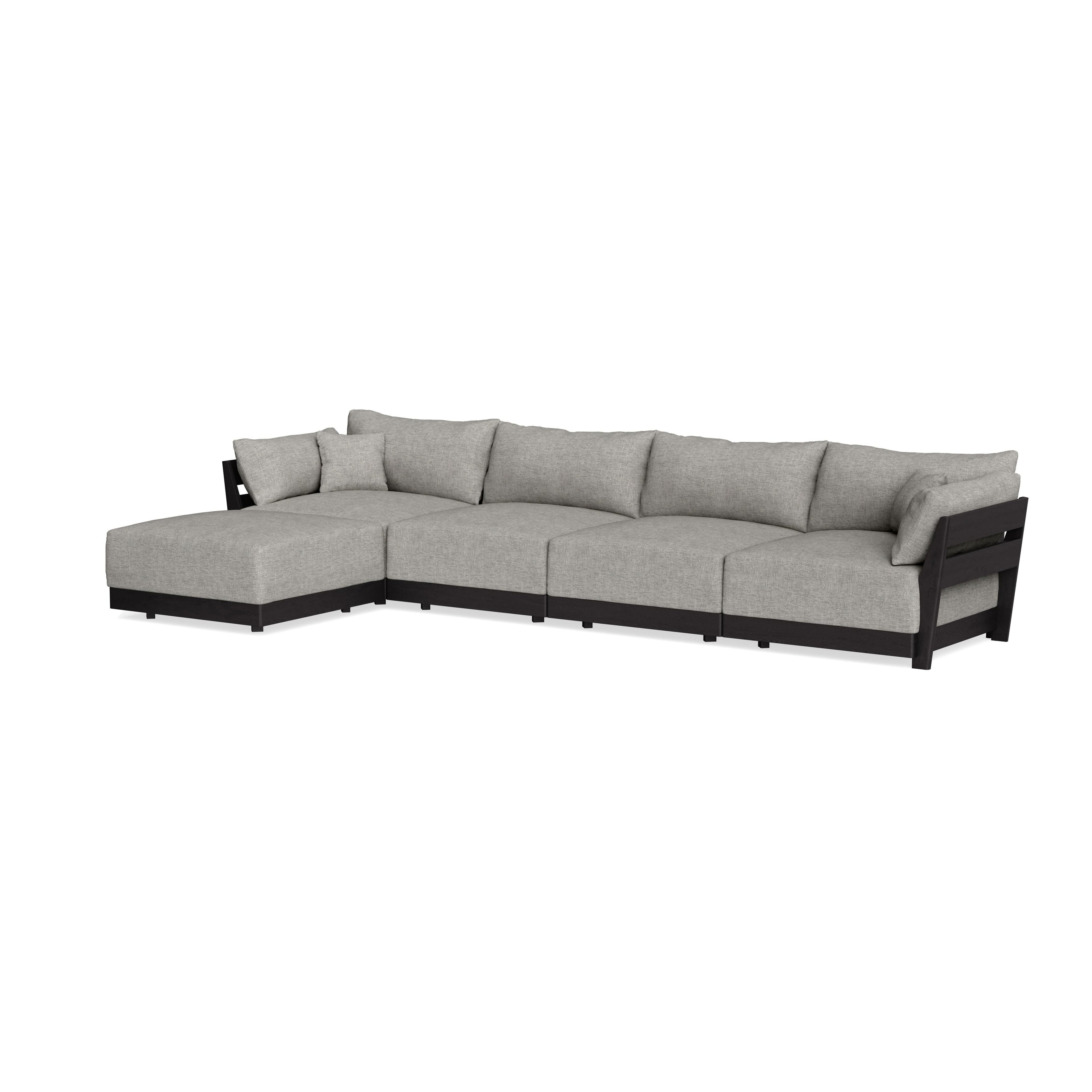 Modular Bondi Black 4-Seater Sectional in Fog | Memory Foam Blend