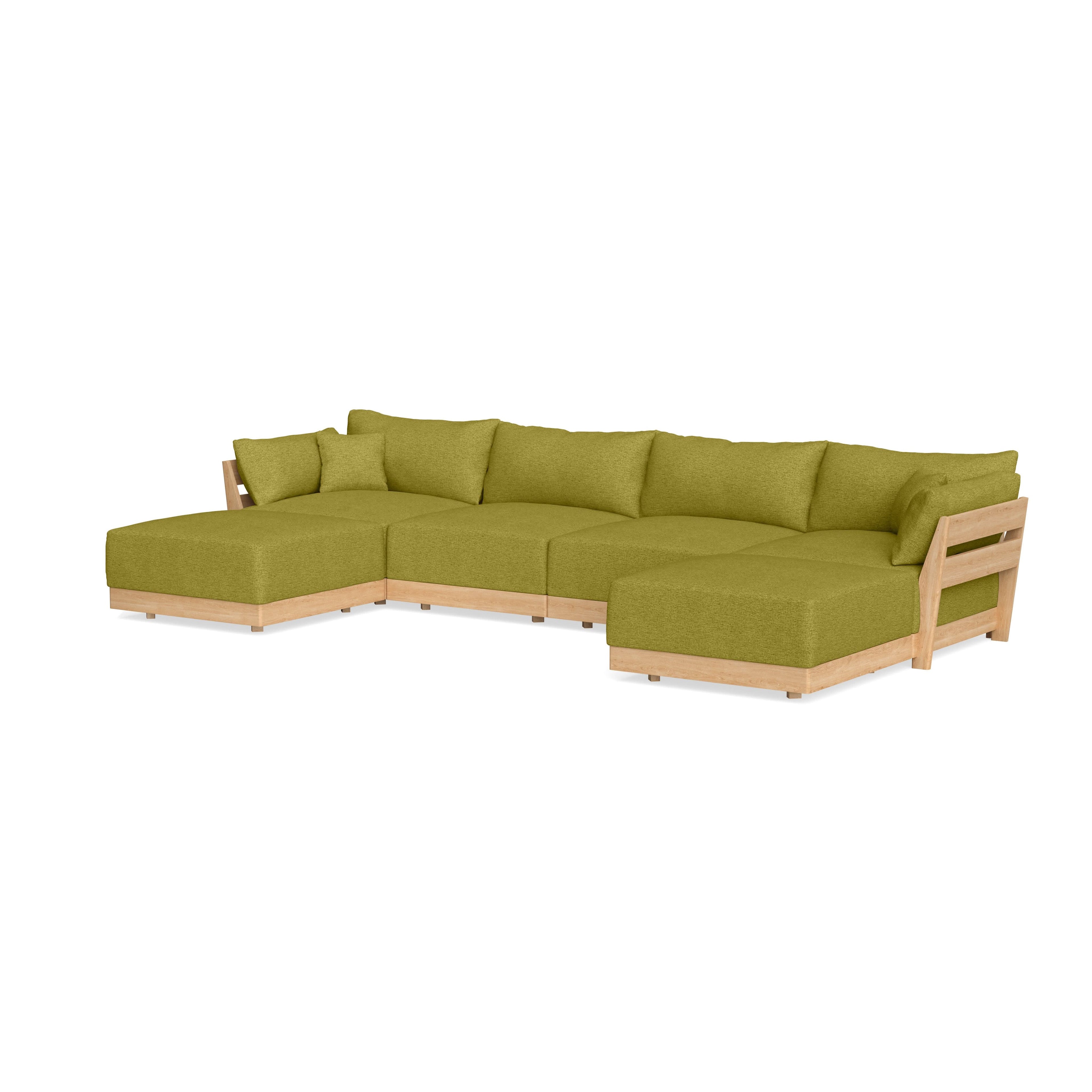 Modular Bondi Latte 4-Seater U-Sectional in Avocado | Memory Foam Blend